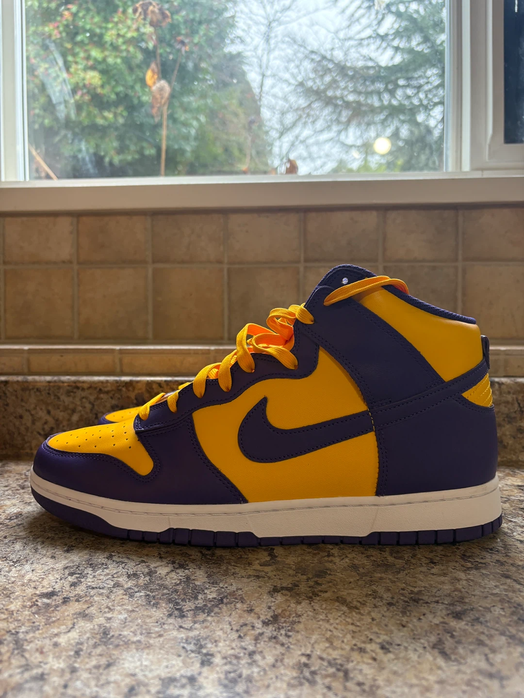 Nike Dunk High Purple Yellow Sneakers - photo 3
