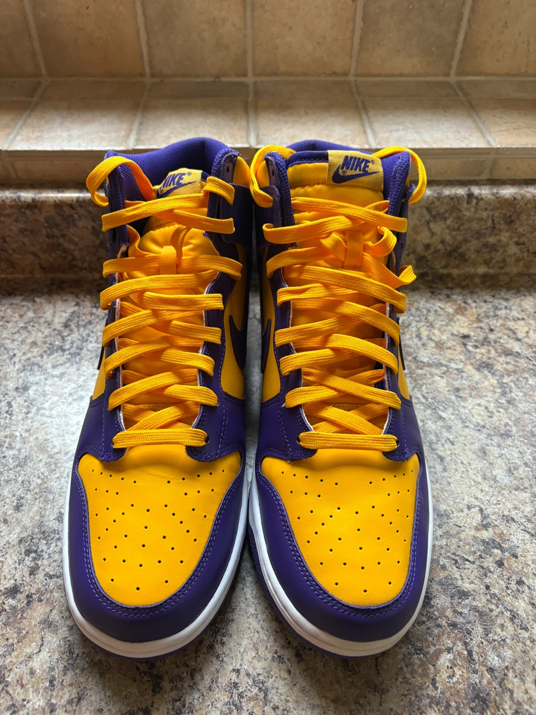 Nike Dunk High Purple Yellow Sneakers - photo 4