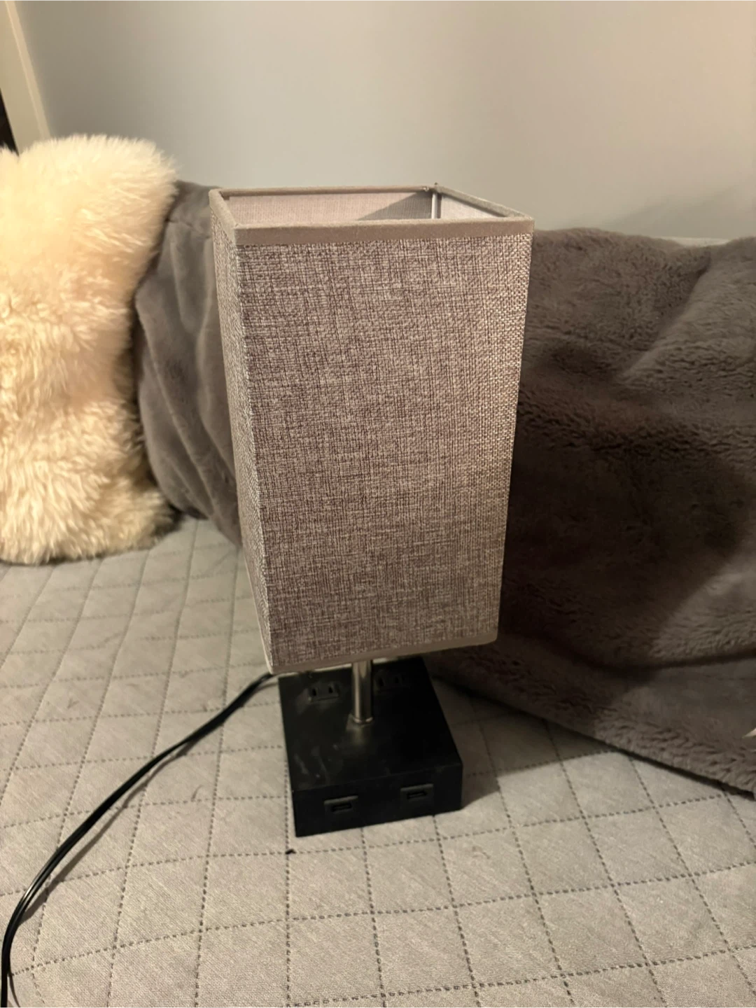 Small Table Lamp with USB Ports and Outlets - photo 2