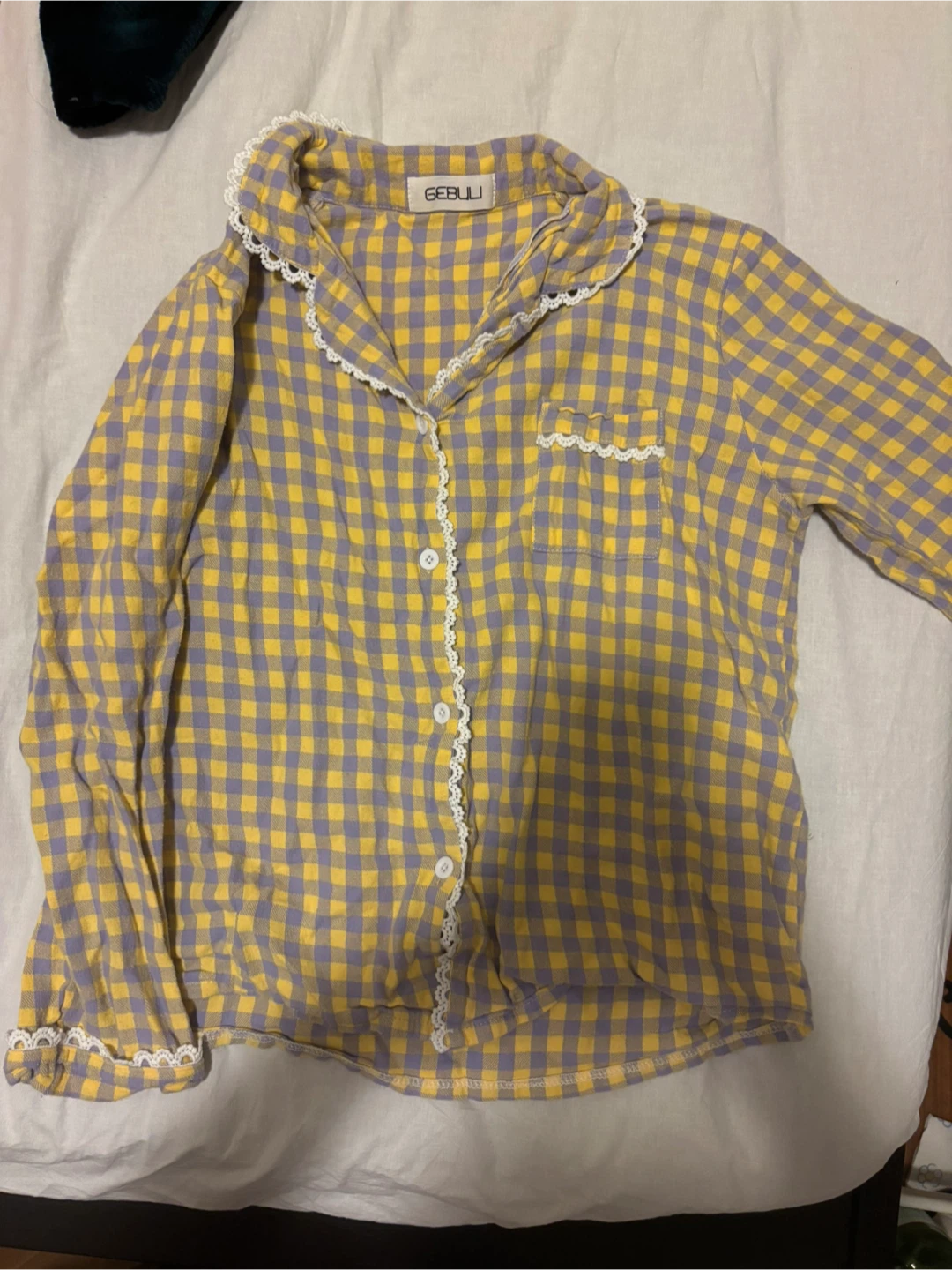 Yellow and Purple Gingham Pajama Set - photo 3