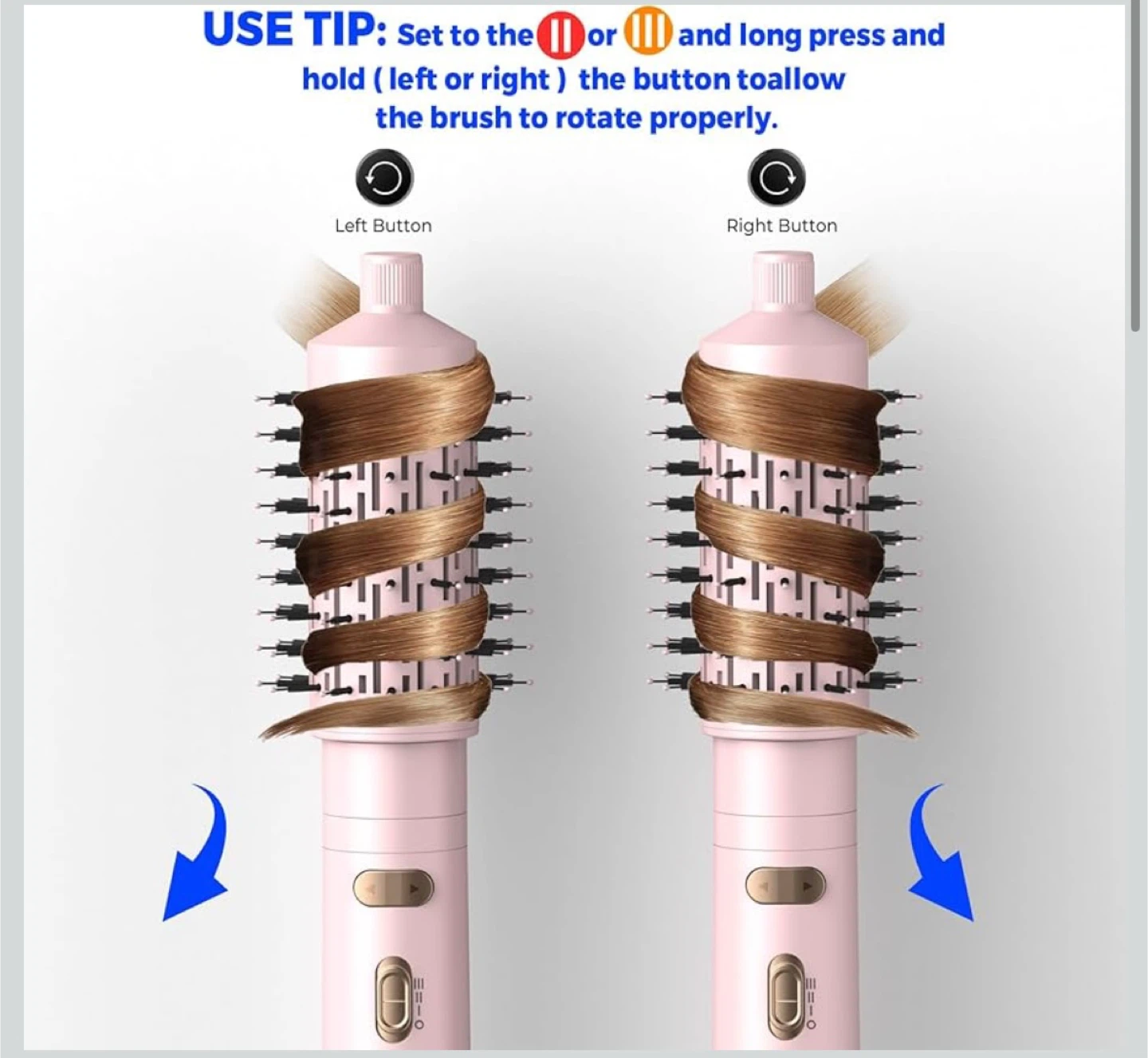 Rotating Hair Dryer Brush w/3 Heat Settings in Pink - photo 3
