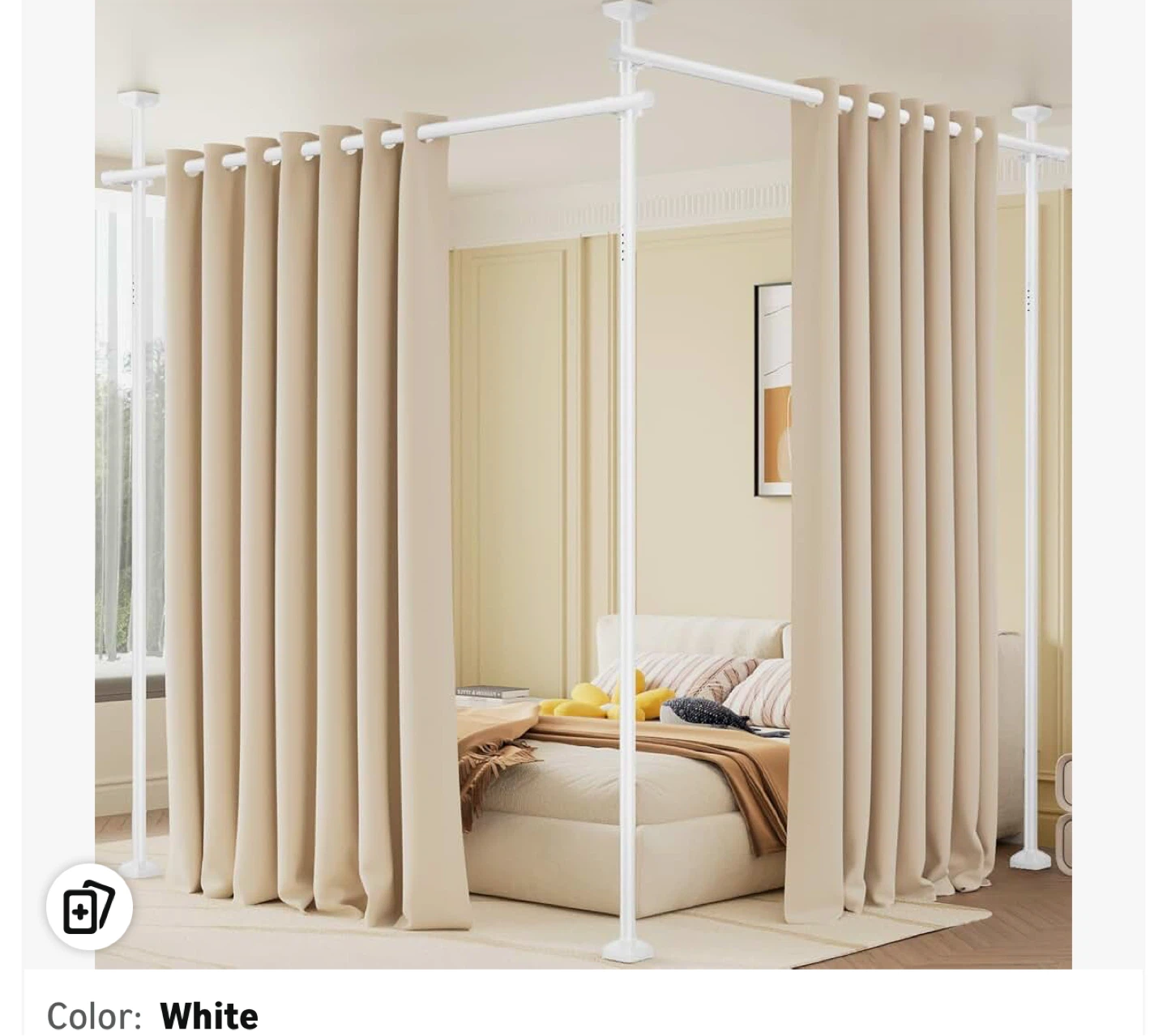 Bonpally Room Divider Curtain Rod System - White