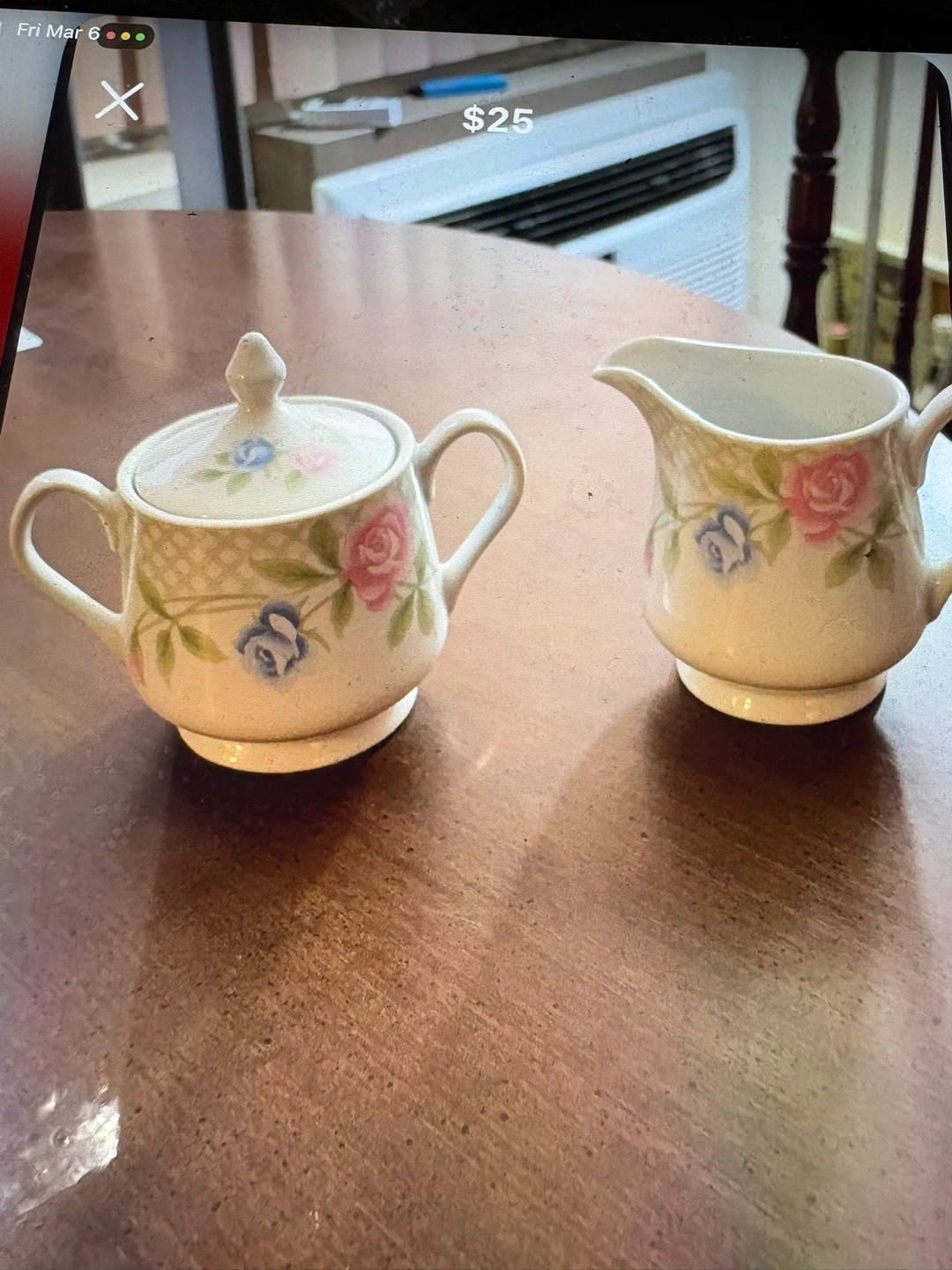 Vintage Floral Sugar Bowl and Creamer Set - photo 2