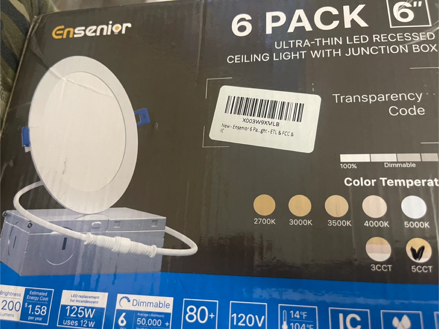 -pack of Ensenior 6-inch ultra-thin LED recessed ceiling