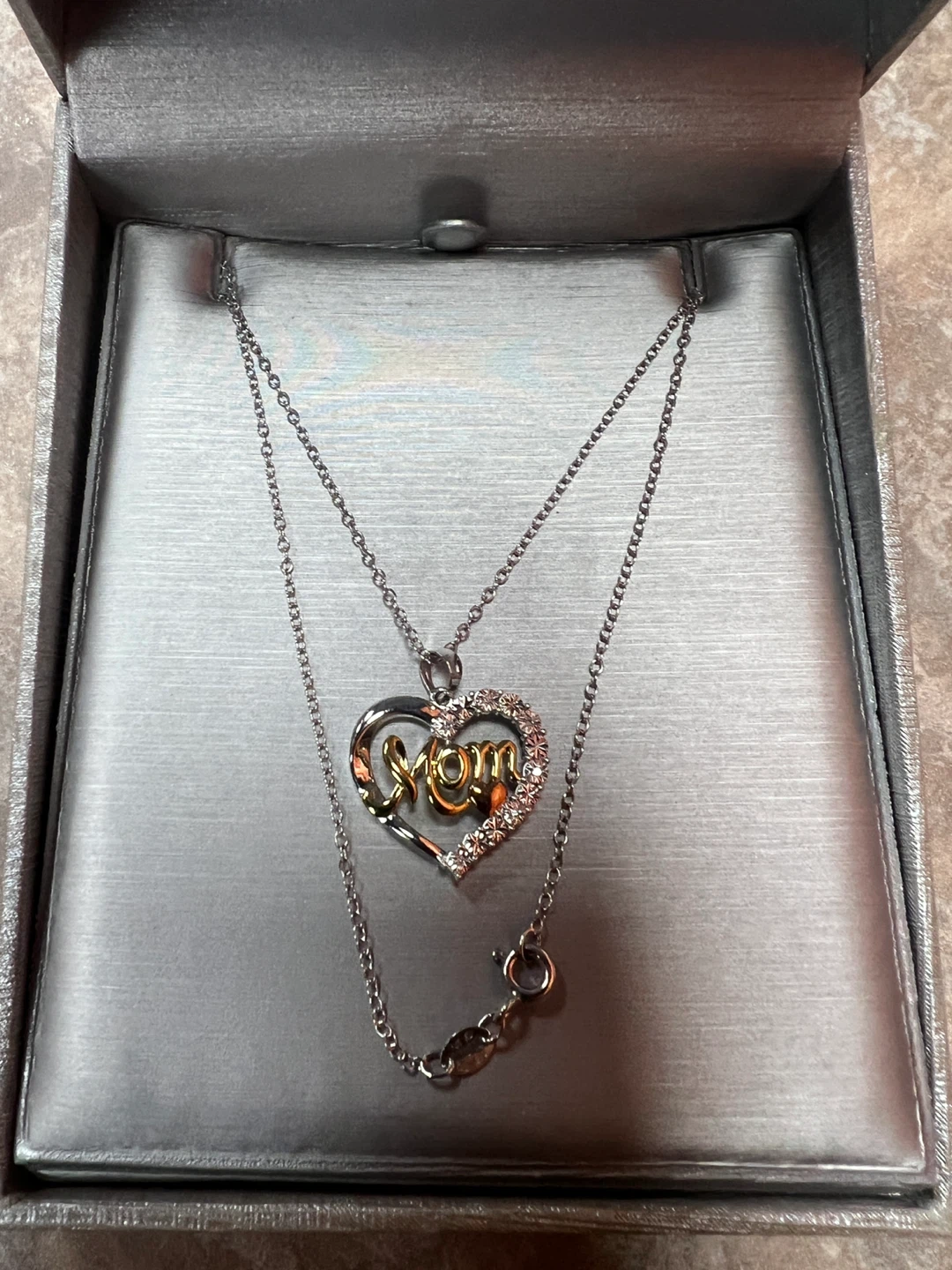 Mom Heart Necklace with Crystals - photo 2