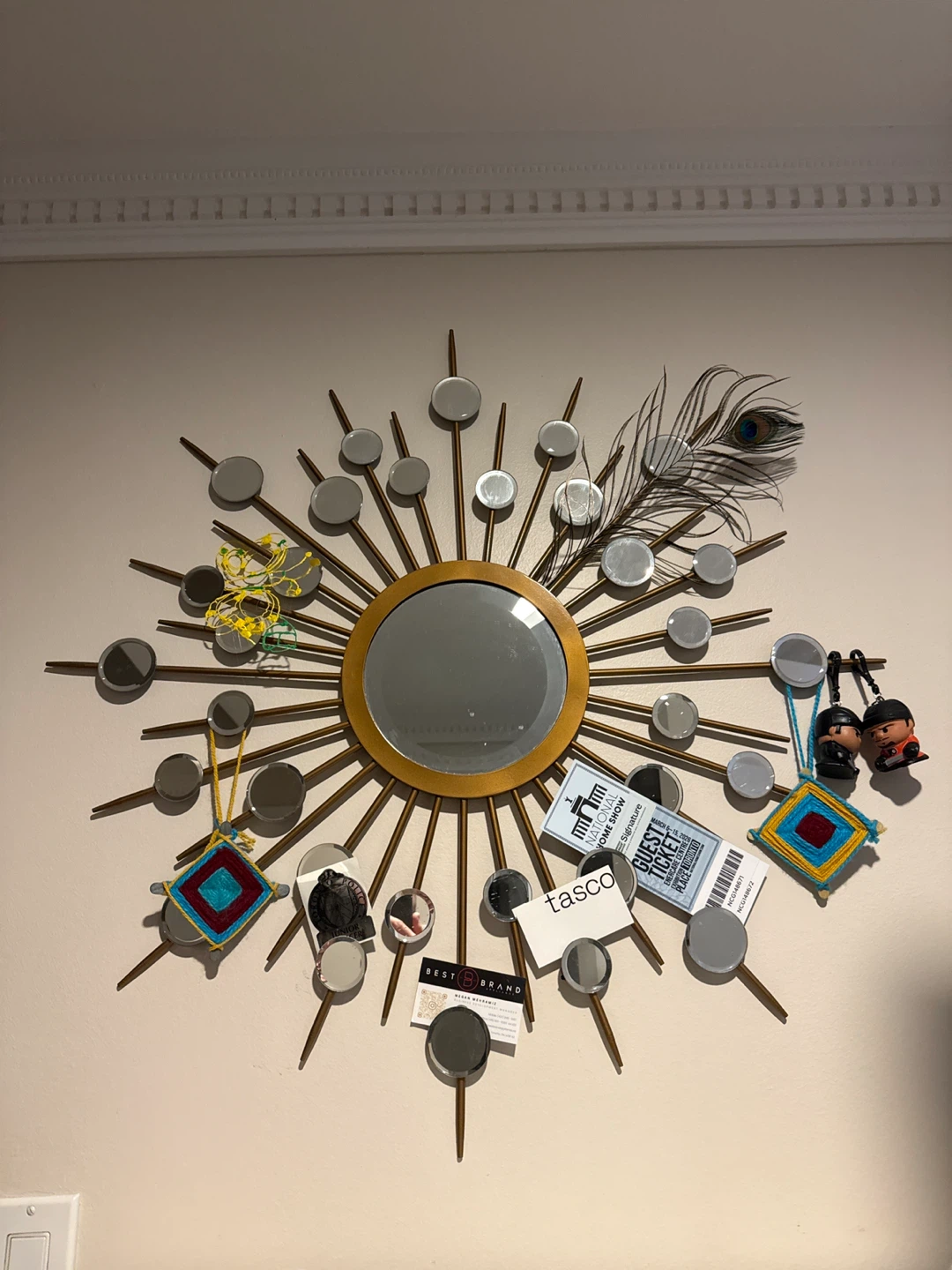 Sunburst Mirror with Decorative Accents