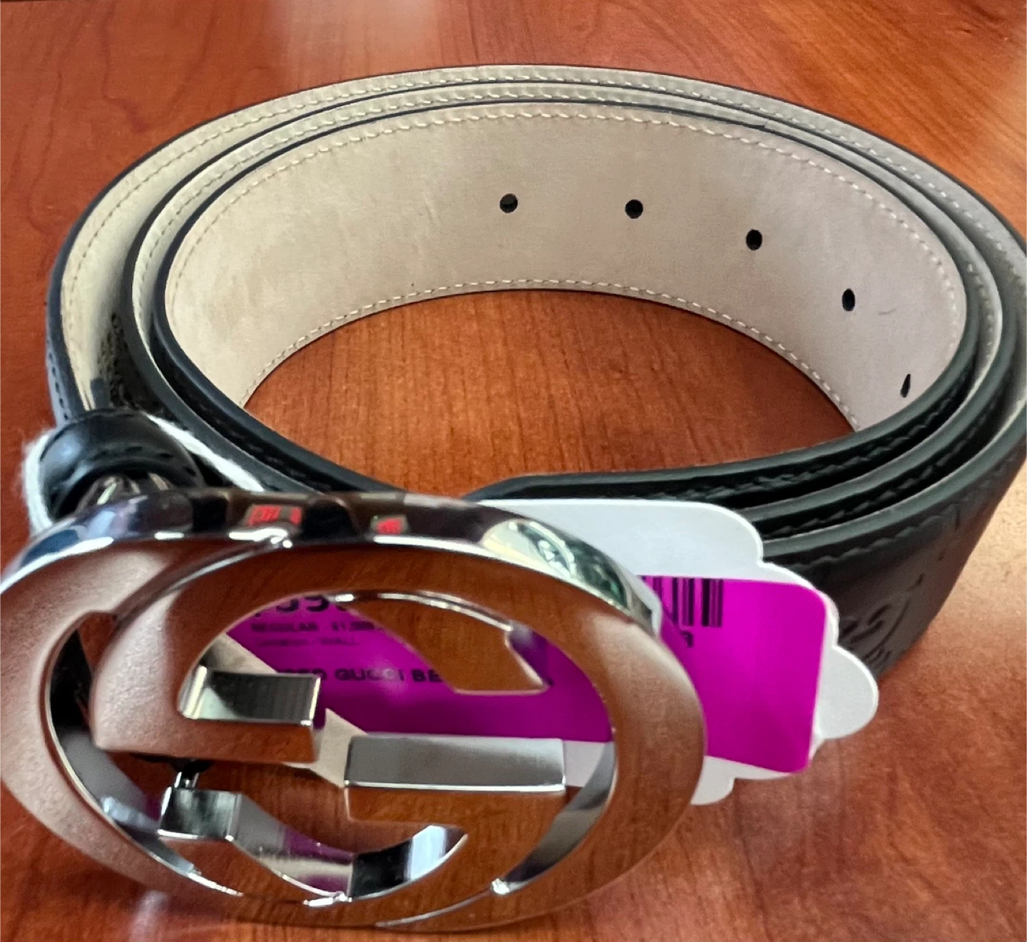 Gucci Black GG Monogram Leather Belt 105-42