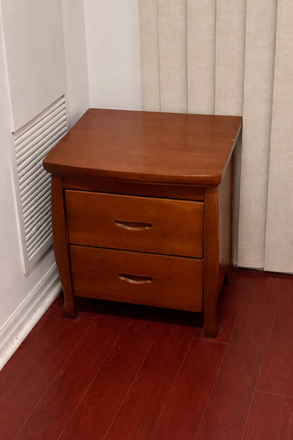 Wooden Nightstand with Two Drawers