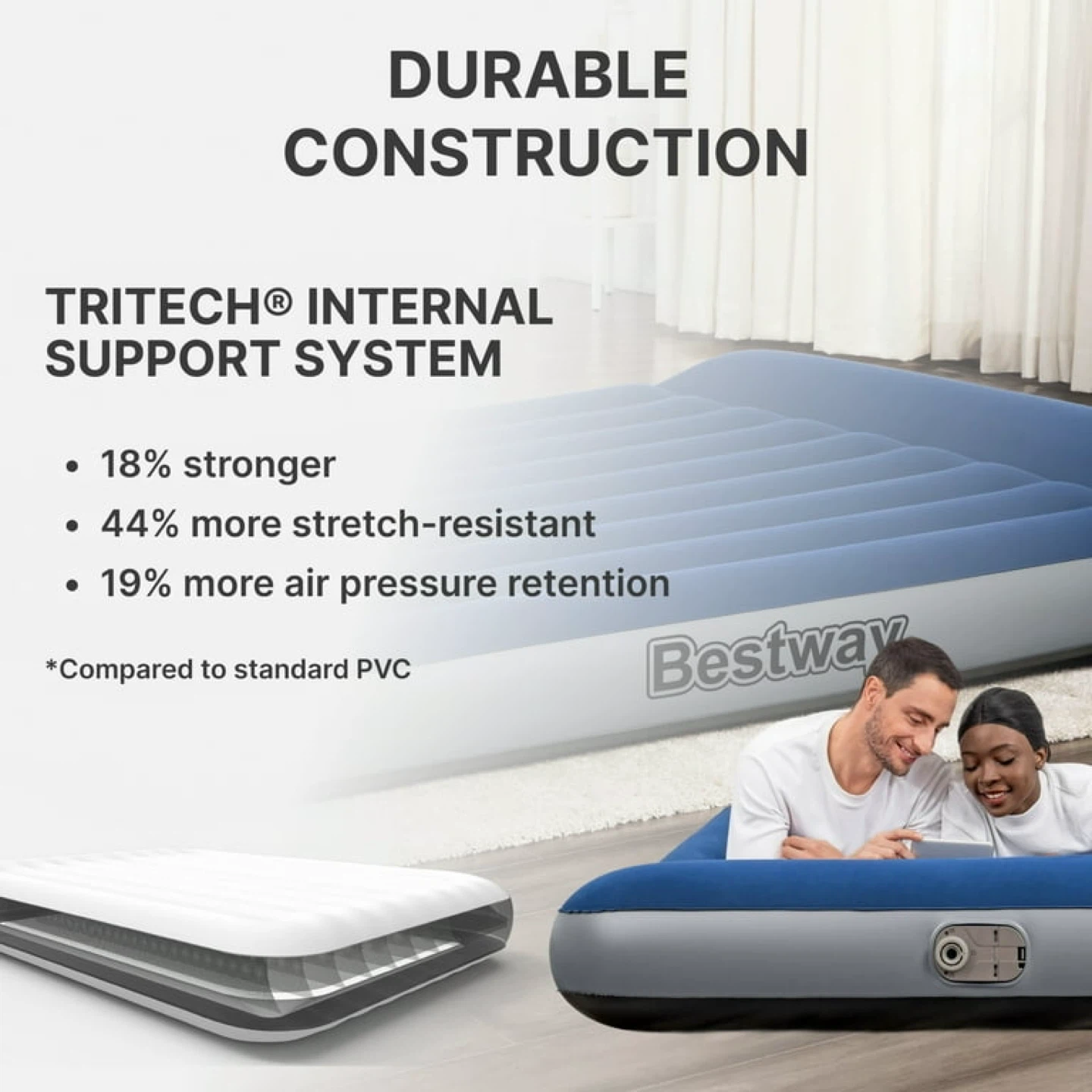 Bestway Queen Size Air Mattress with Built-in Pillow - photo 5