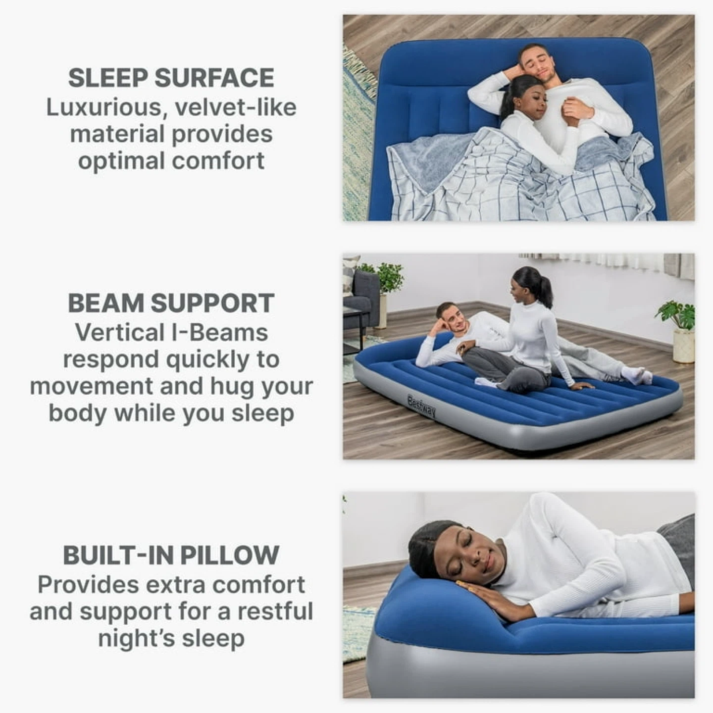 Bestway Queen Size Air Mattress with Built-in Pillow - photo 2