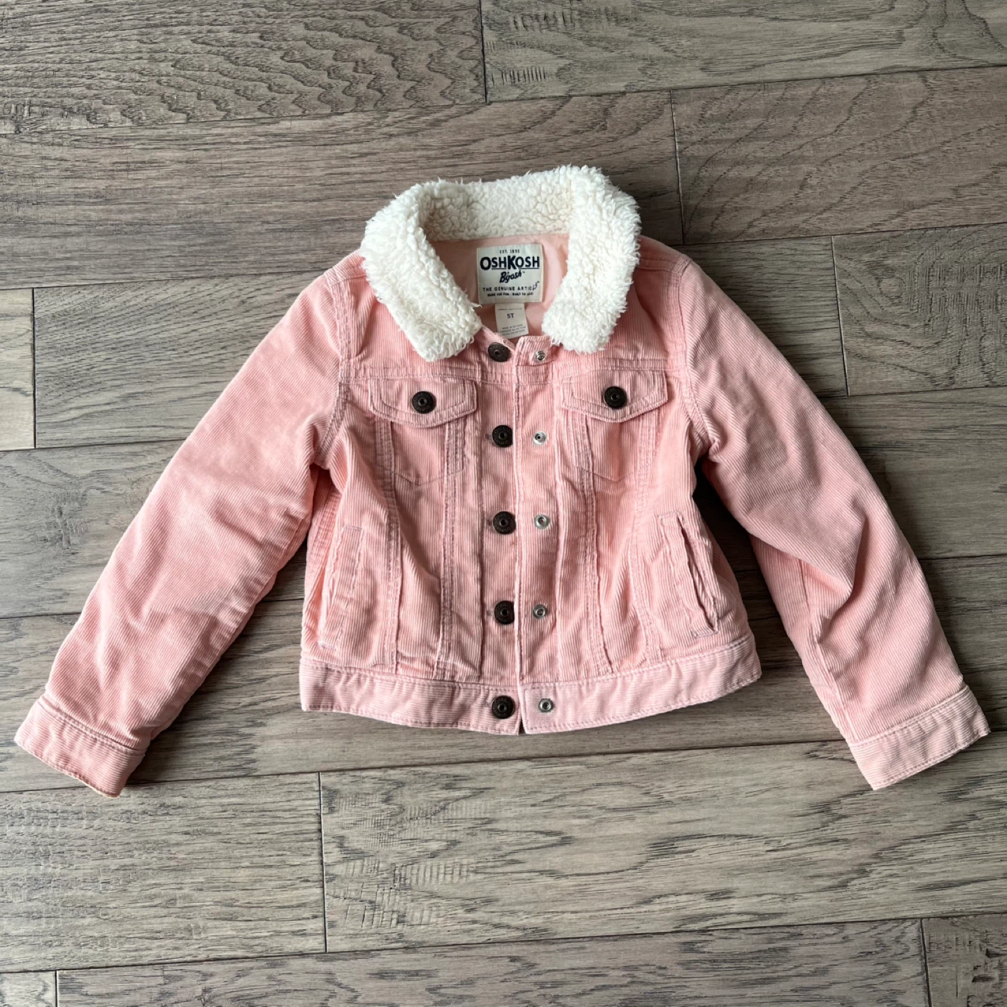 OshKosh B'gosh Pink Corduroy Sherpa Lined Jacket Size 5T