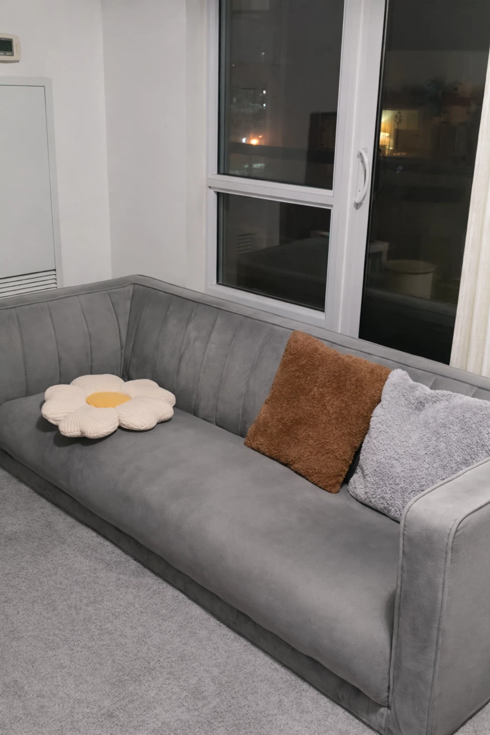 Modern Grey Sofa with Pillows