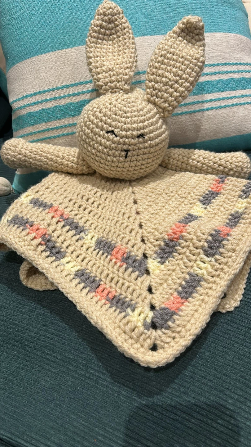 Handmade Crochet Bunny Security Blanket