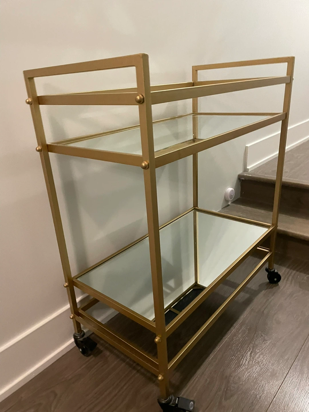 Gold Metal Bar Cart with Mirrored Shelves - photo 2