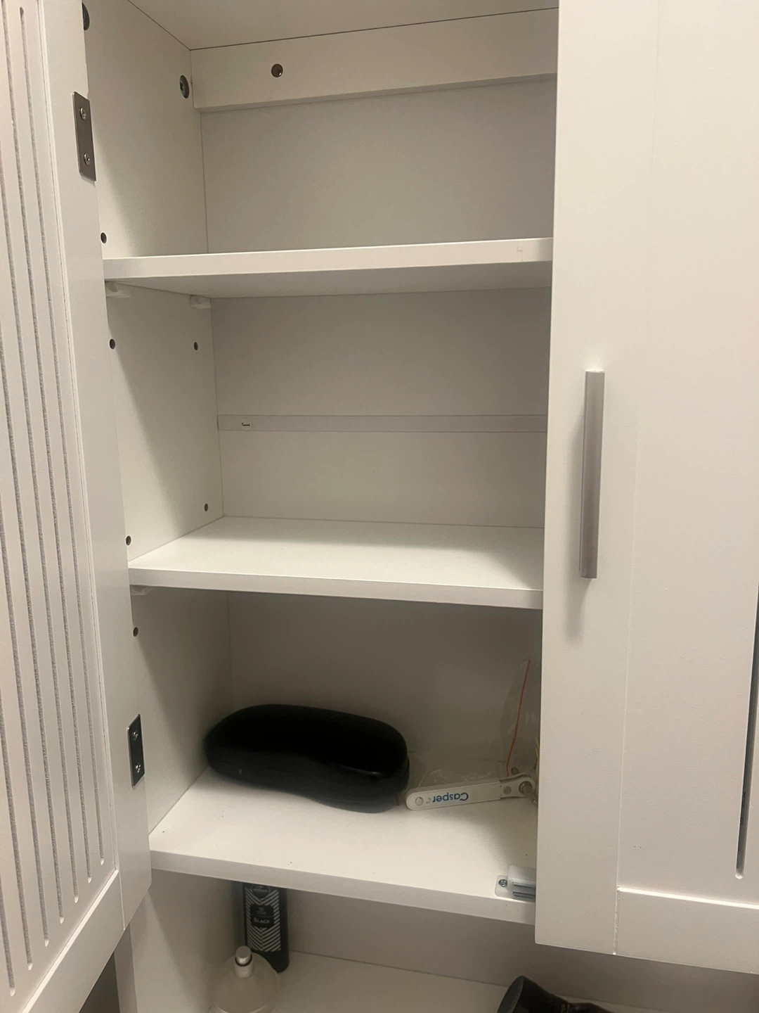 White Bathroom Storage Cabinet with Slatted Doors