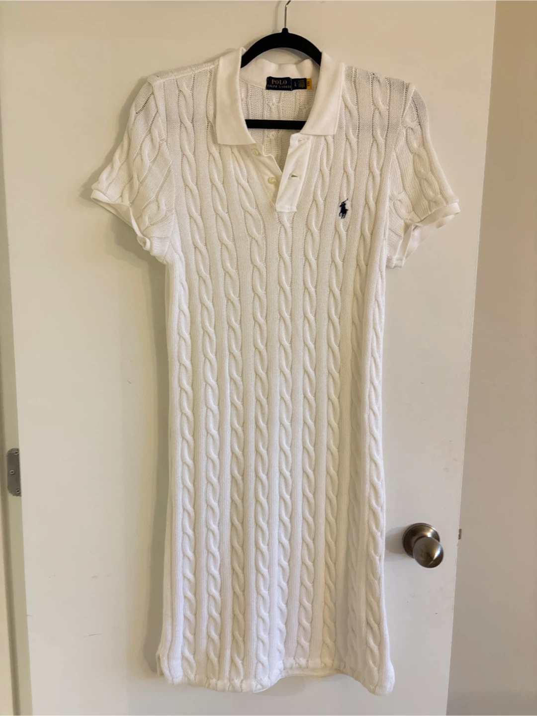 Polo Ralph Lauren White Cable Knit Sweater Dress - Size L