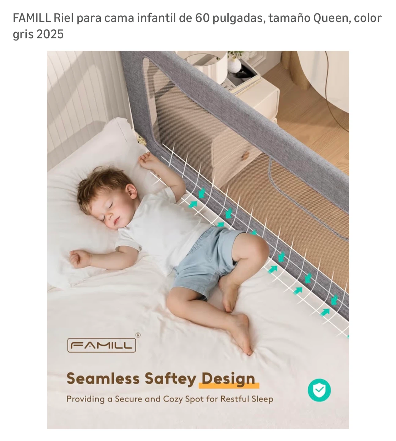 FAMILL Queen Size 60 inch Baby Bed Rail - photo 4