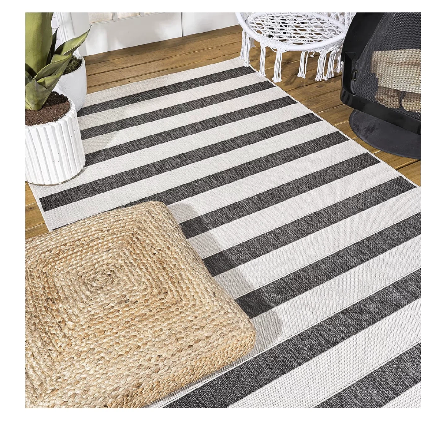 JONATHAN Y Aveiro Striped Area Rug - Black/Cream 3'x5' - photo 5