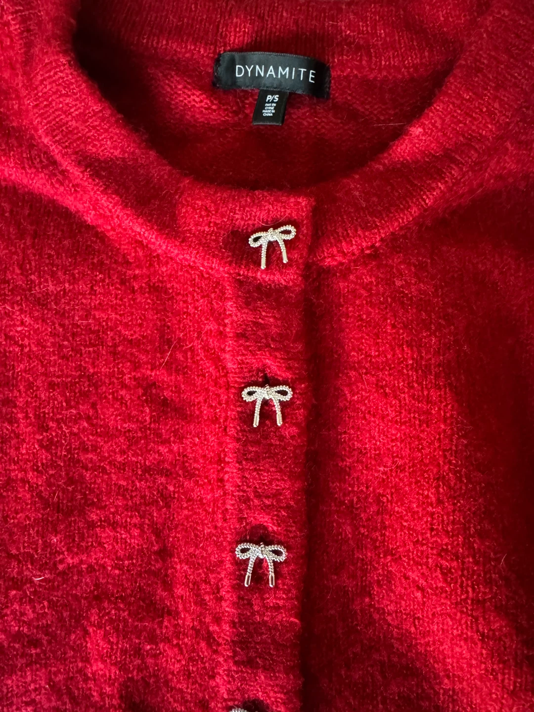 DYNAMITE Red Bow Button Cardigan - photo 3