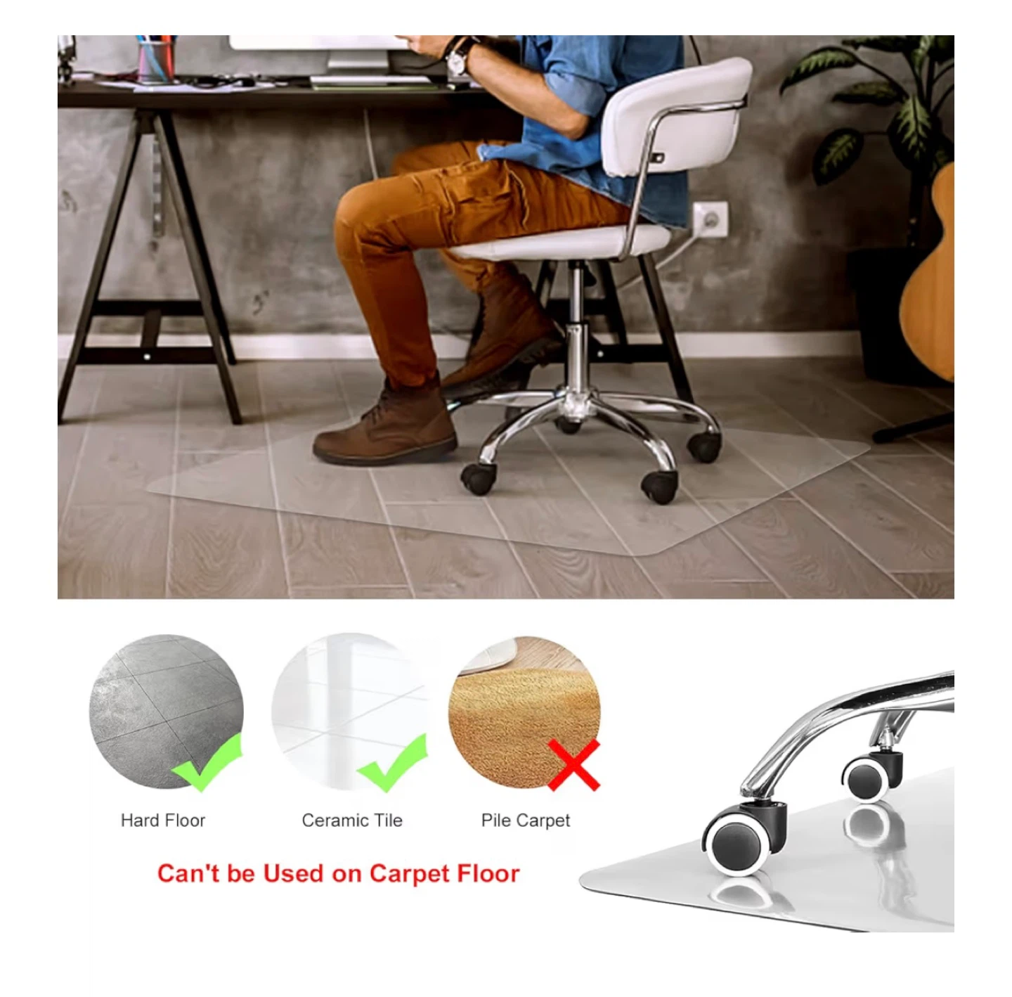 Clear Chair Mat for Hard Floors - 30" x 48" - photo 3