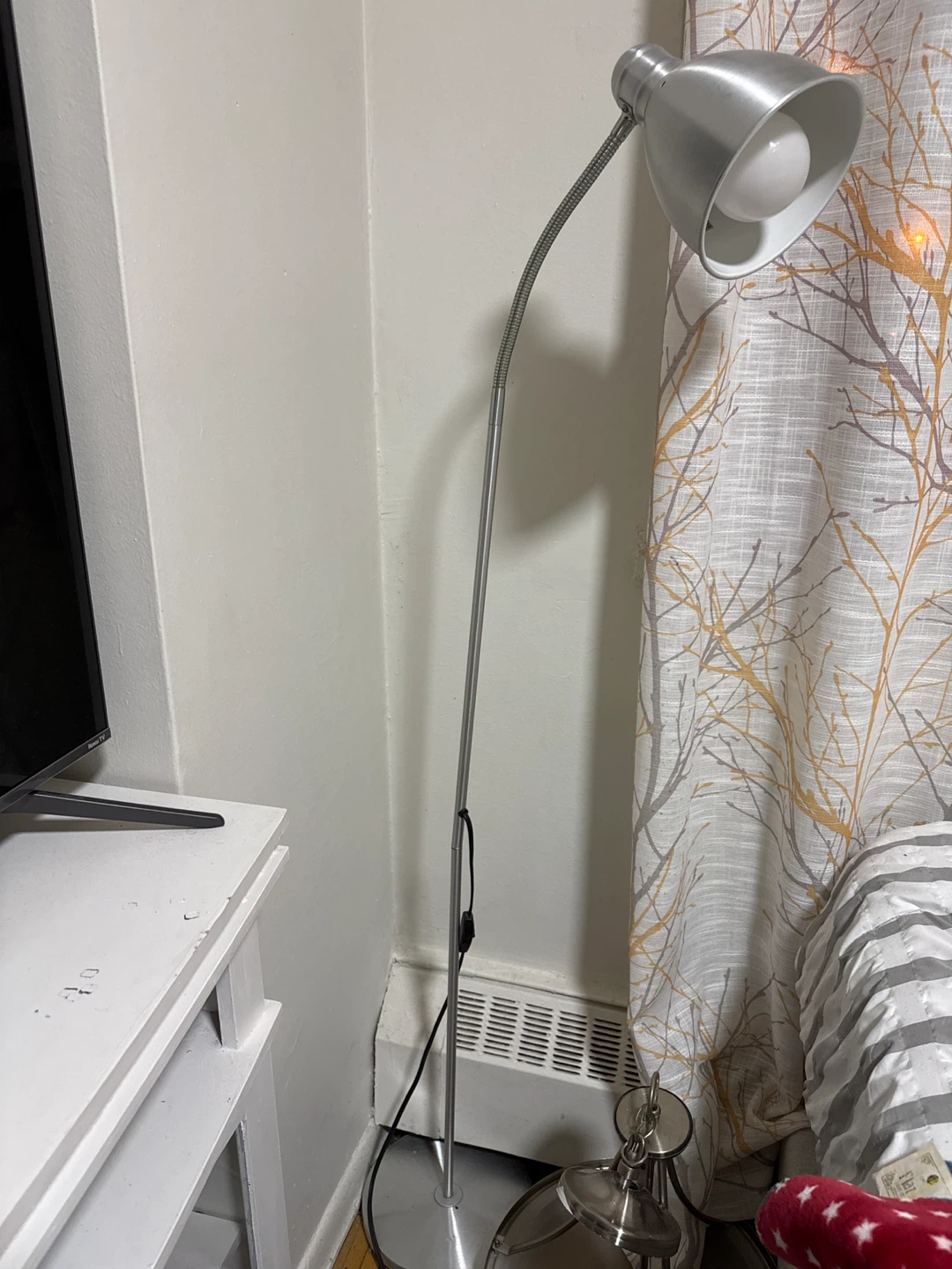 Silver Floor Lamp with Adjustable Neck