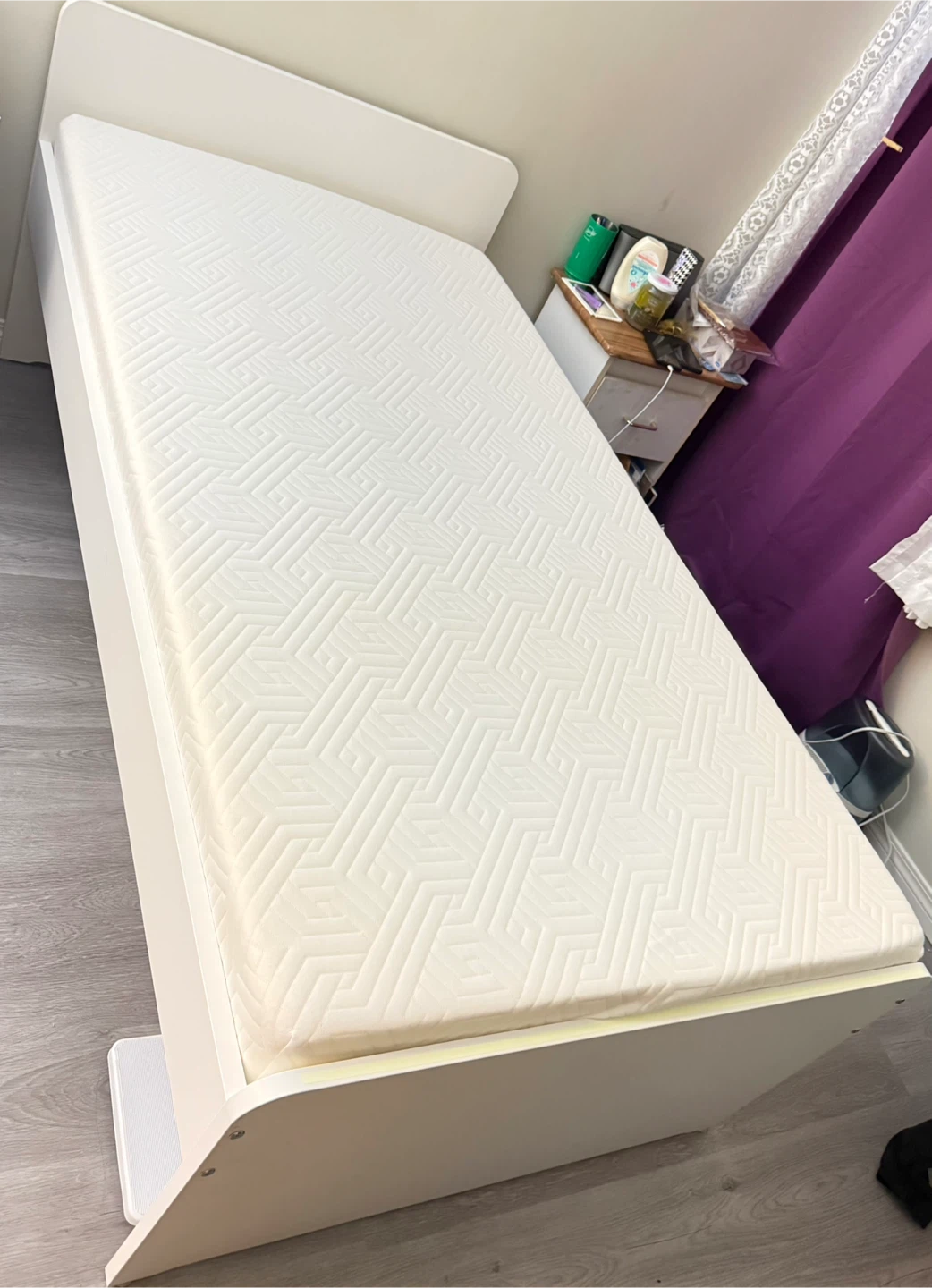 White Twin Mattress and Bed Frame