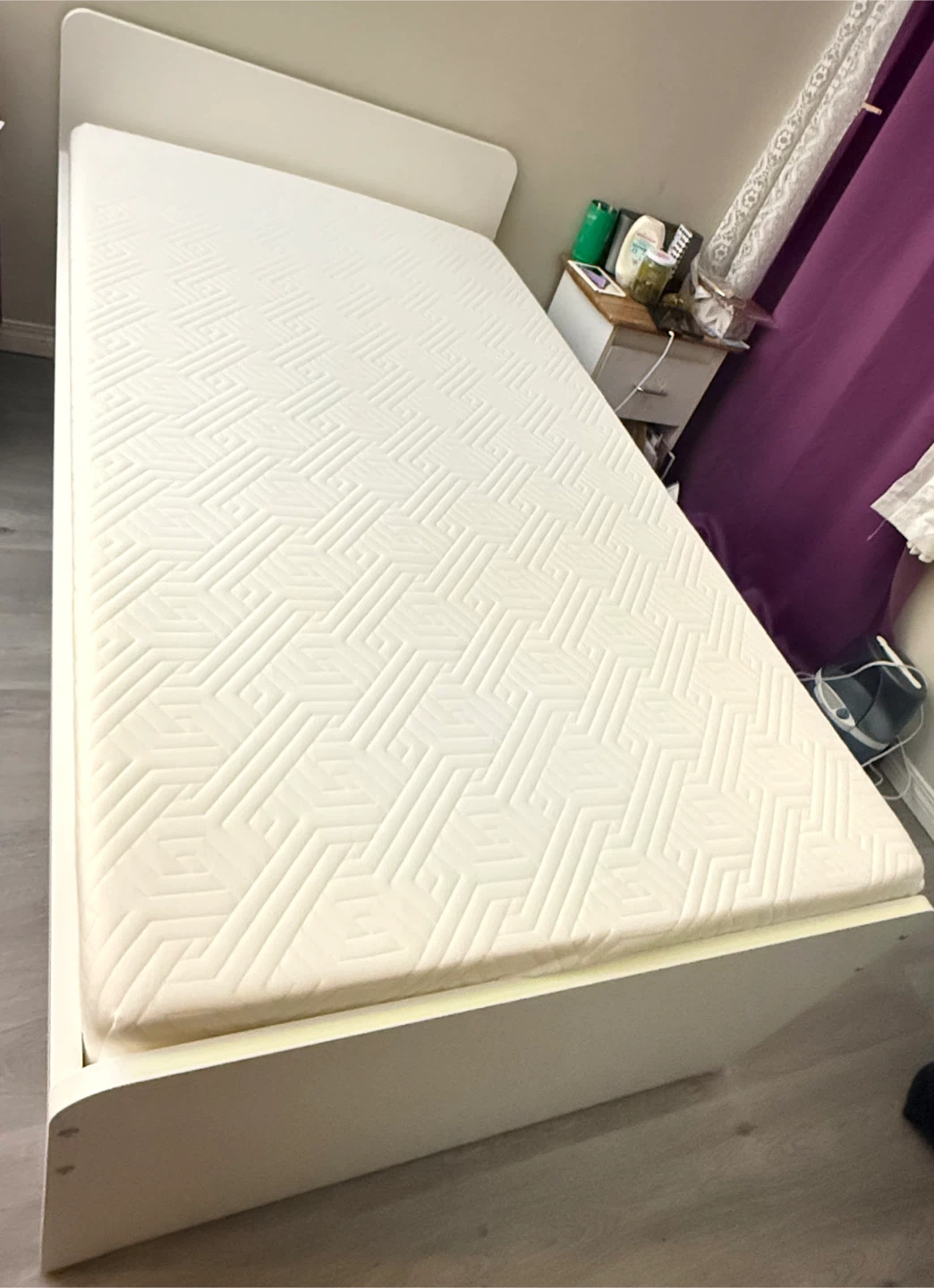 White Twin Mattress and Bed Frame - photo 3