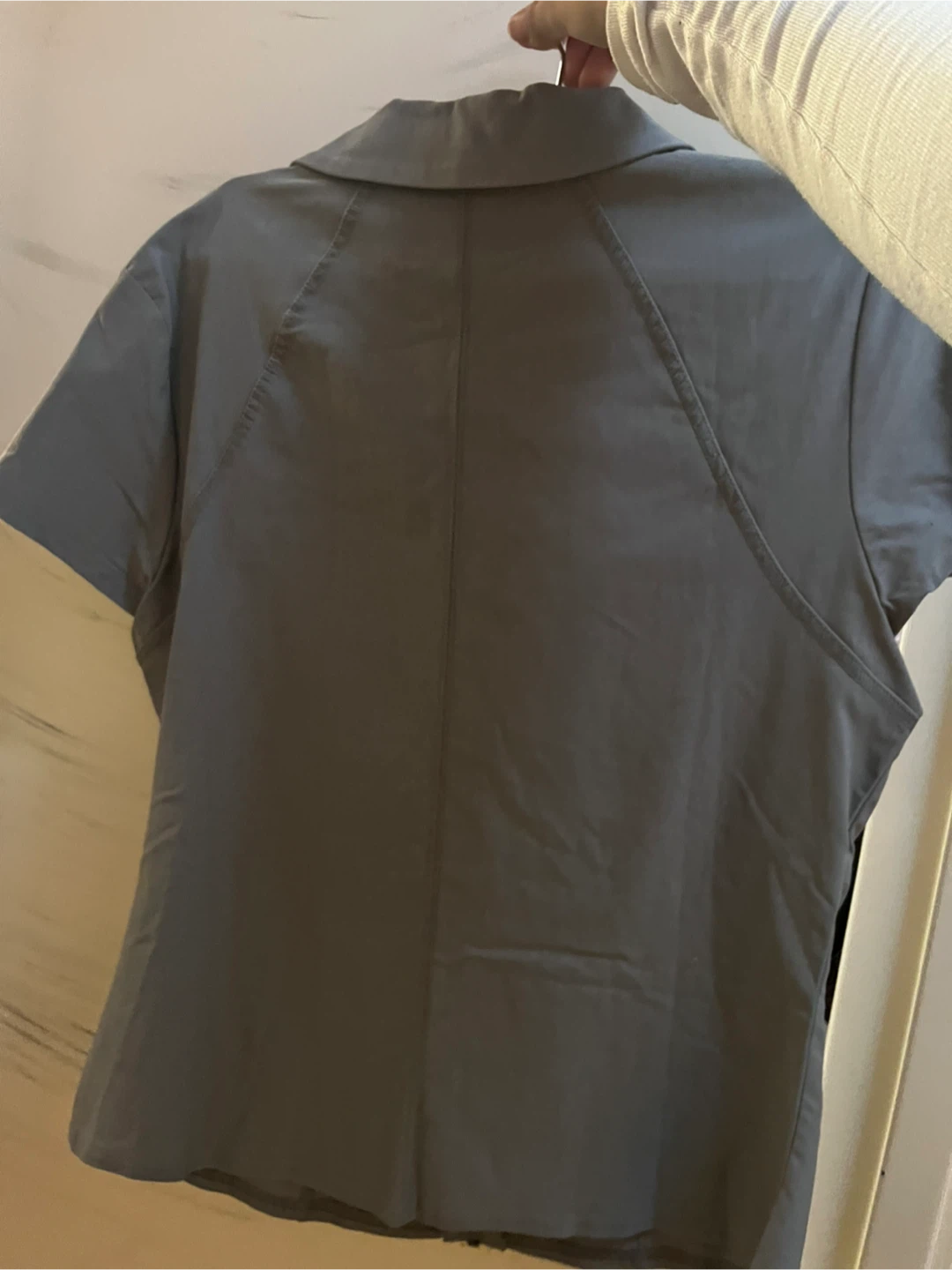 Divided H&M Short Sleeve Zip-Up Top - Grey - Size M - photo 4