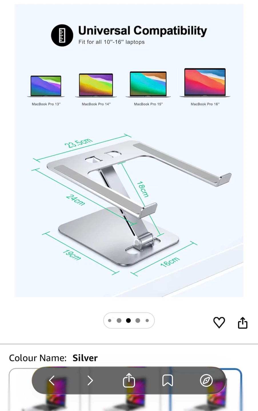 Adjustable Aluminum Laptop Stand - Silver
