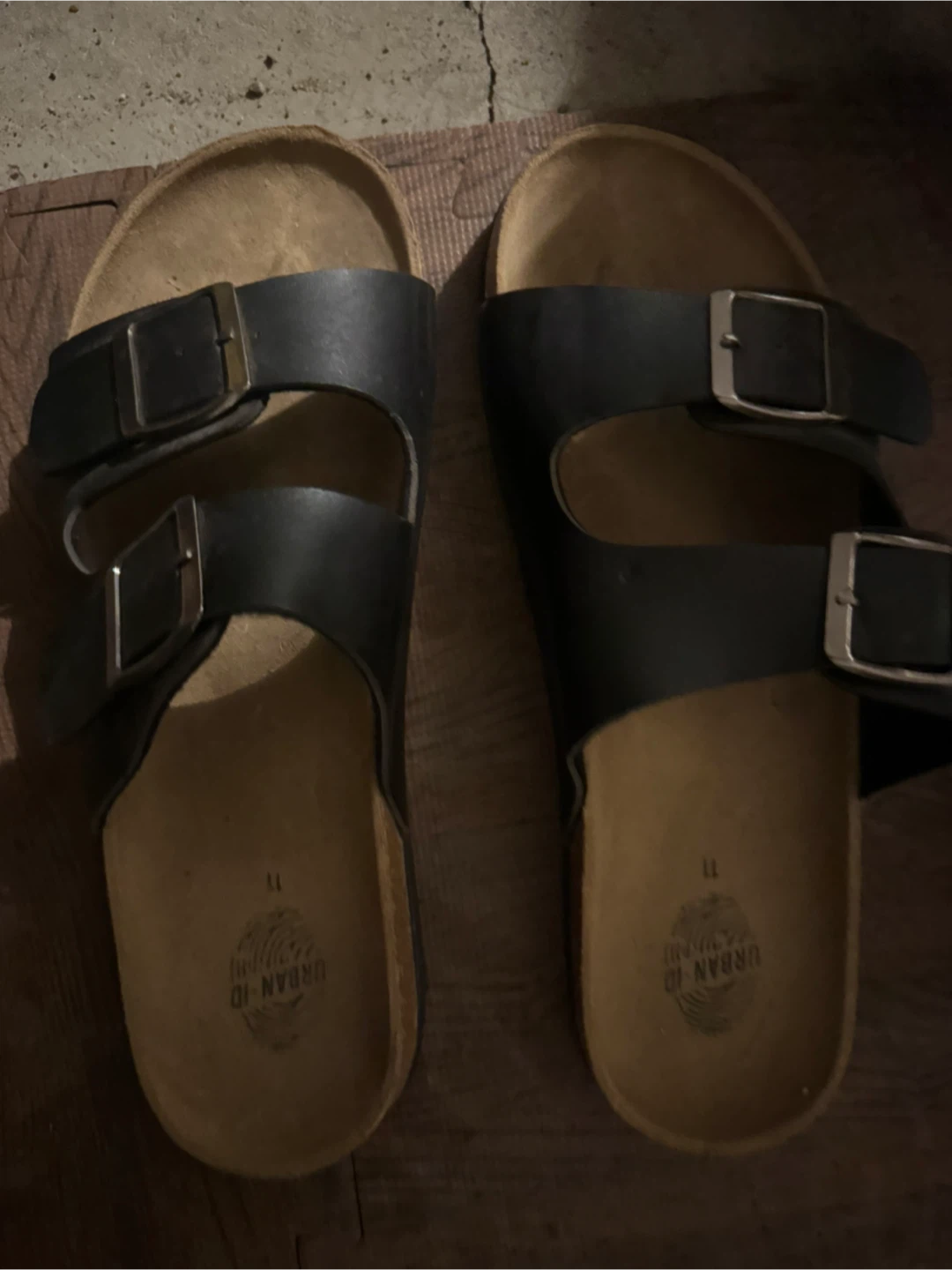 Urban ID Black Double Strap Cork Footbed Sandals Size 11 - photo 3