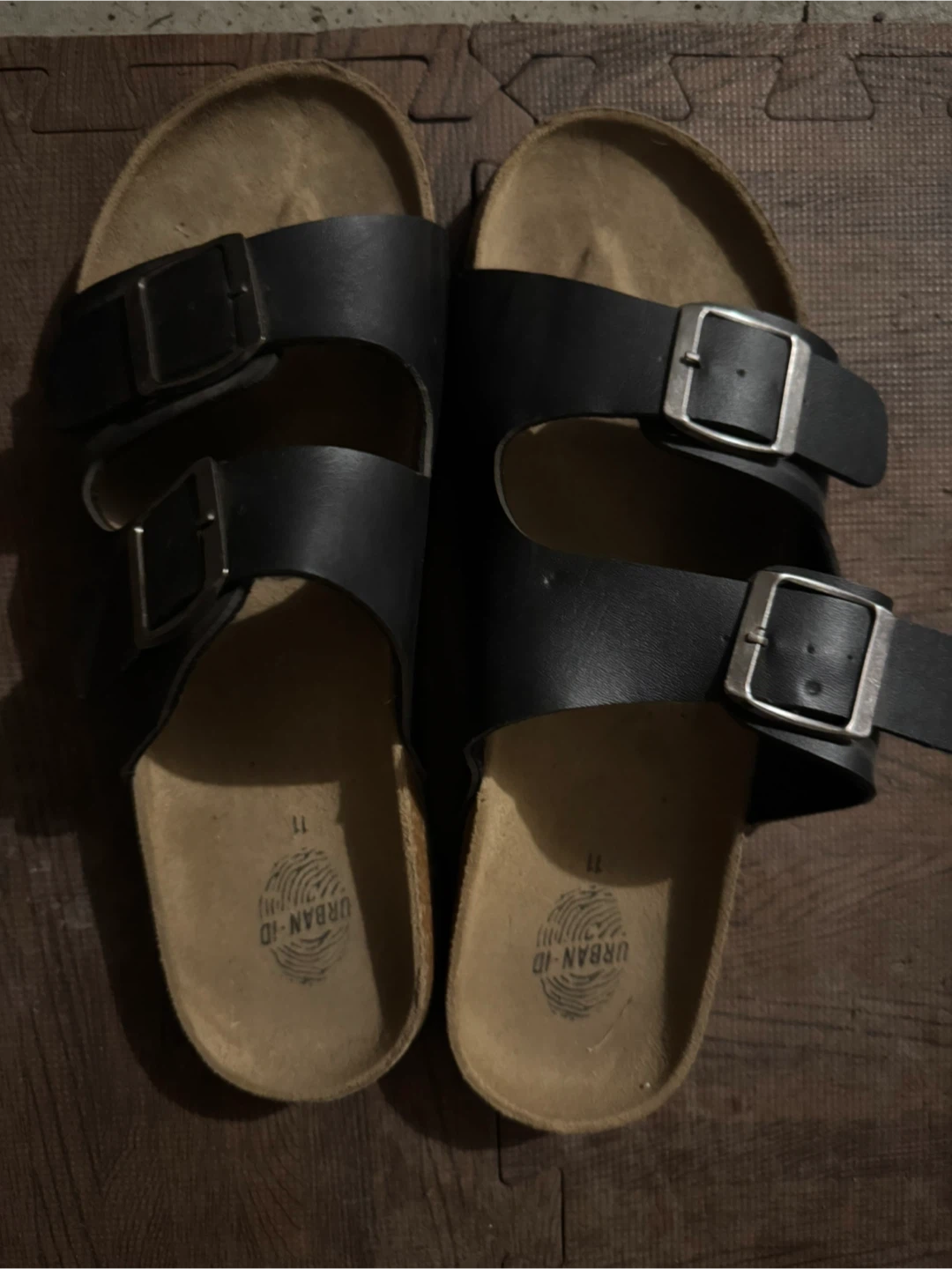 Urban ID Black Double Strap Cork Footbed Sandals Size 11 - photo 2