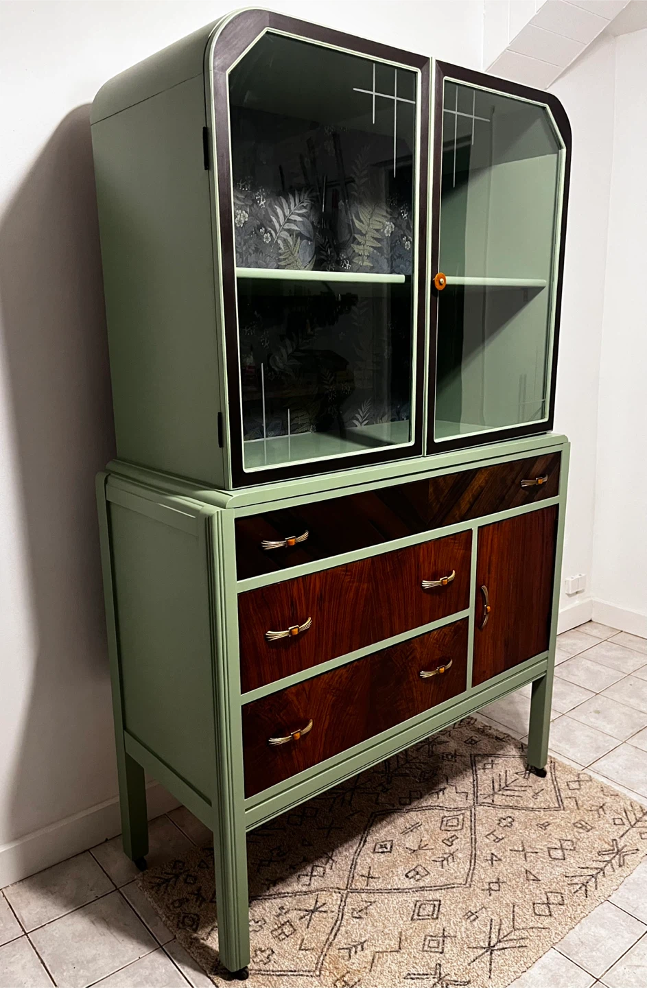 Restored Sage art deco cabinet