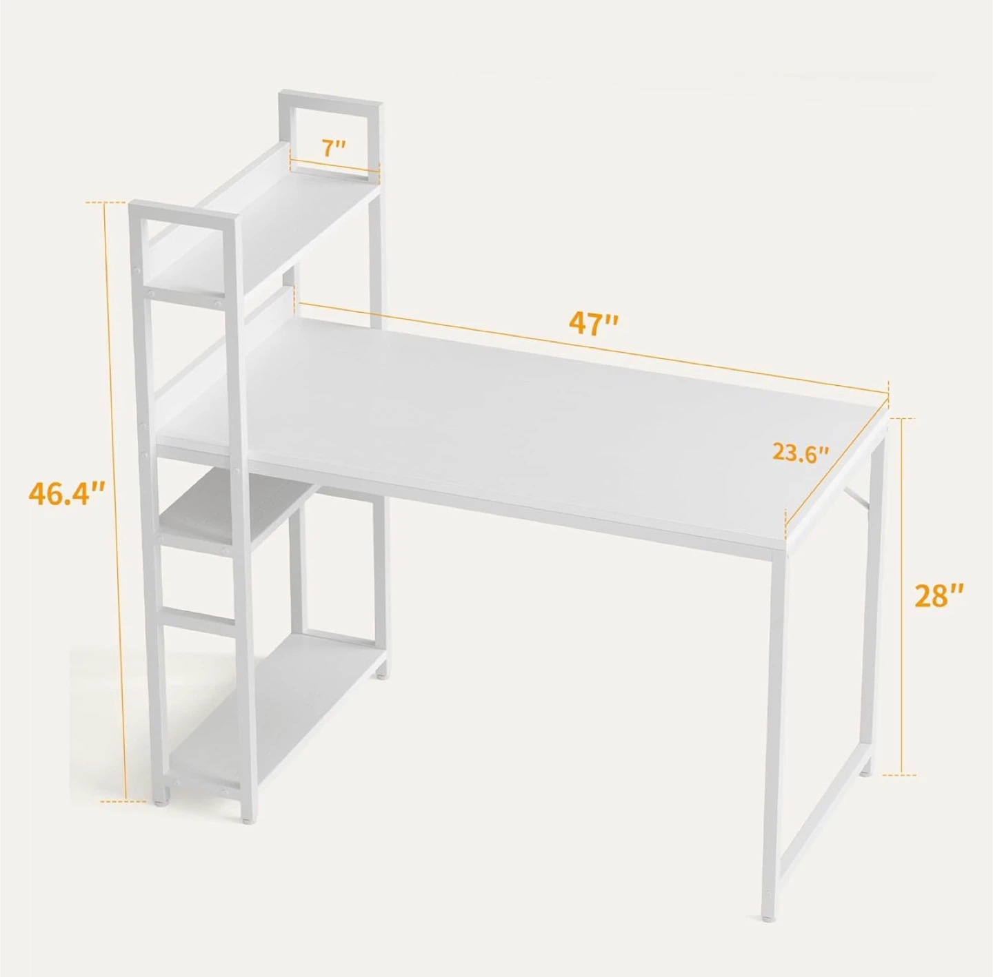 47 Inch White Computer Desk with Shelves - photo 5