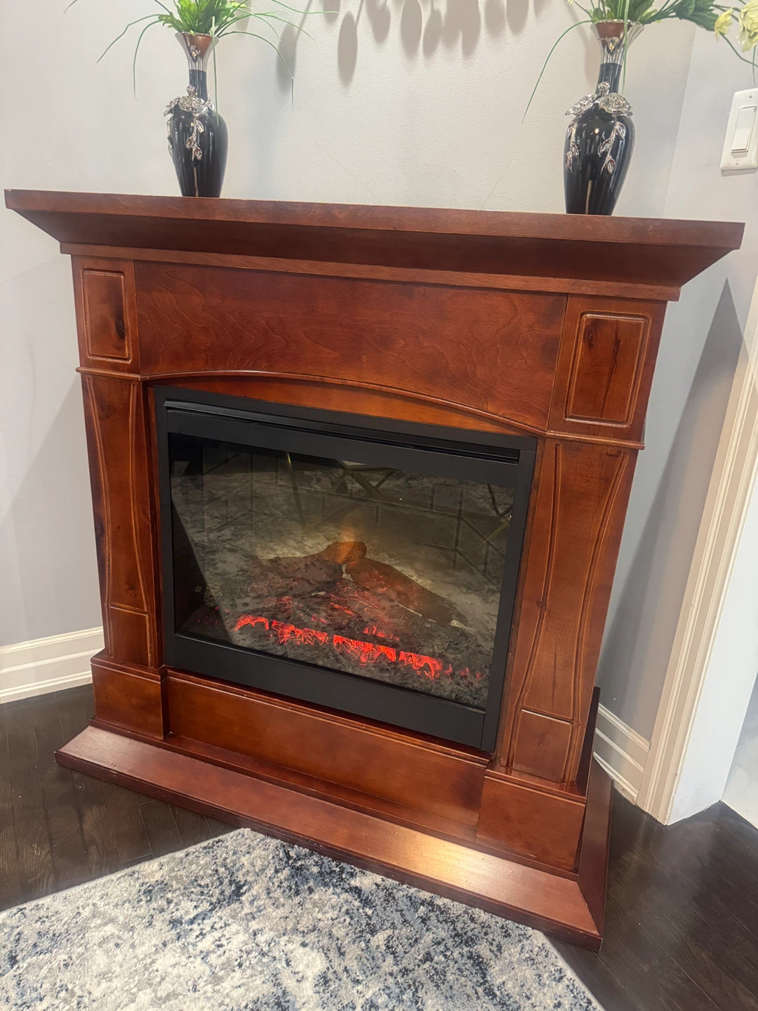 Wooden Electric Fireplace Mantel - photo 2