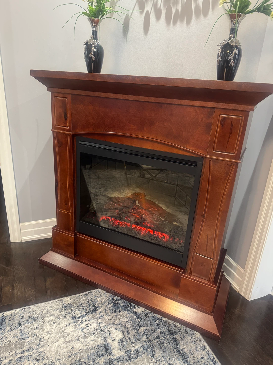 Wooden Electric Fireplace Mantel - photo 3
