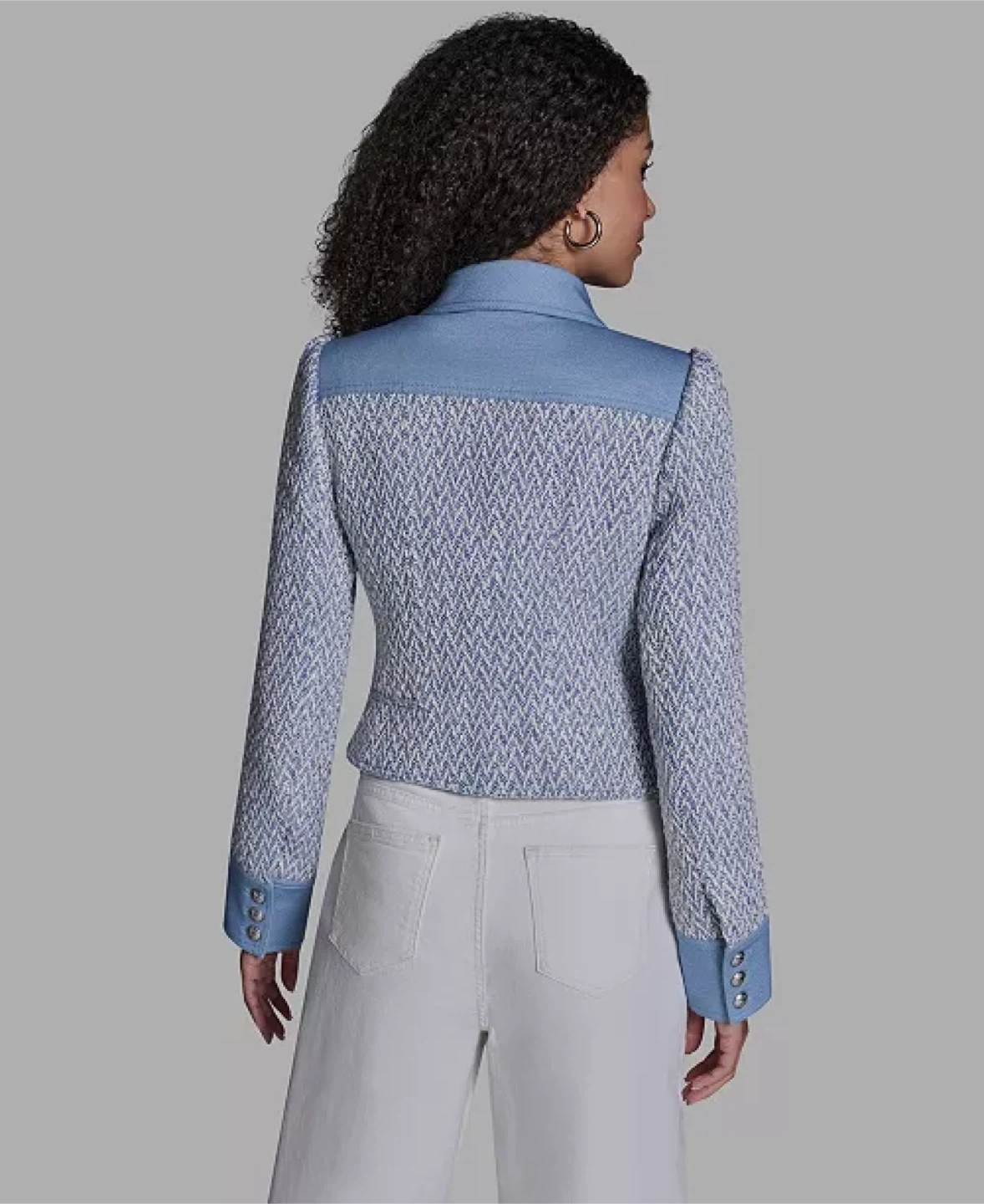 BCBG Women's Chambray Collared Long-Sleeve Jacket - photo 2