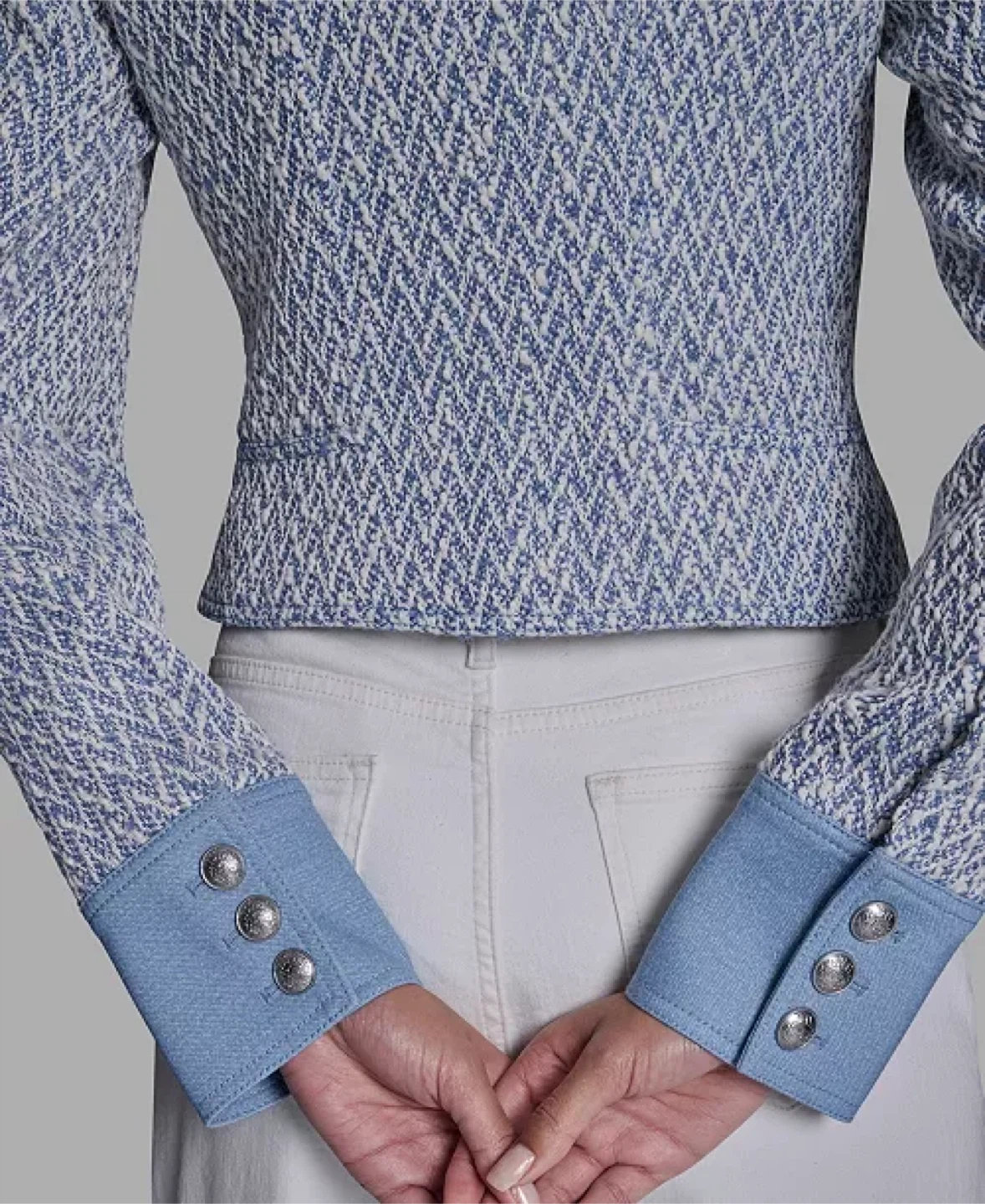 BCBG Women's Chambray Collared Long-Sleeve Jacket - photo 3