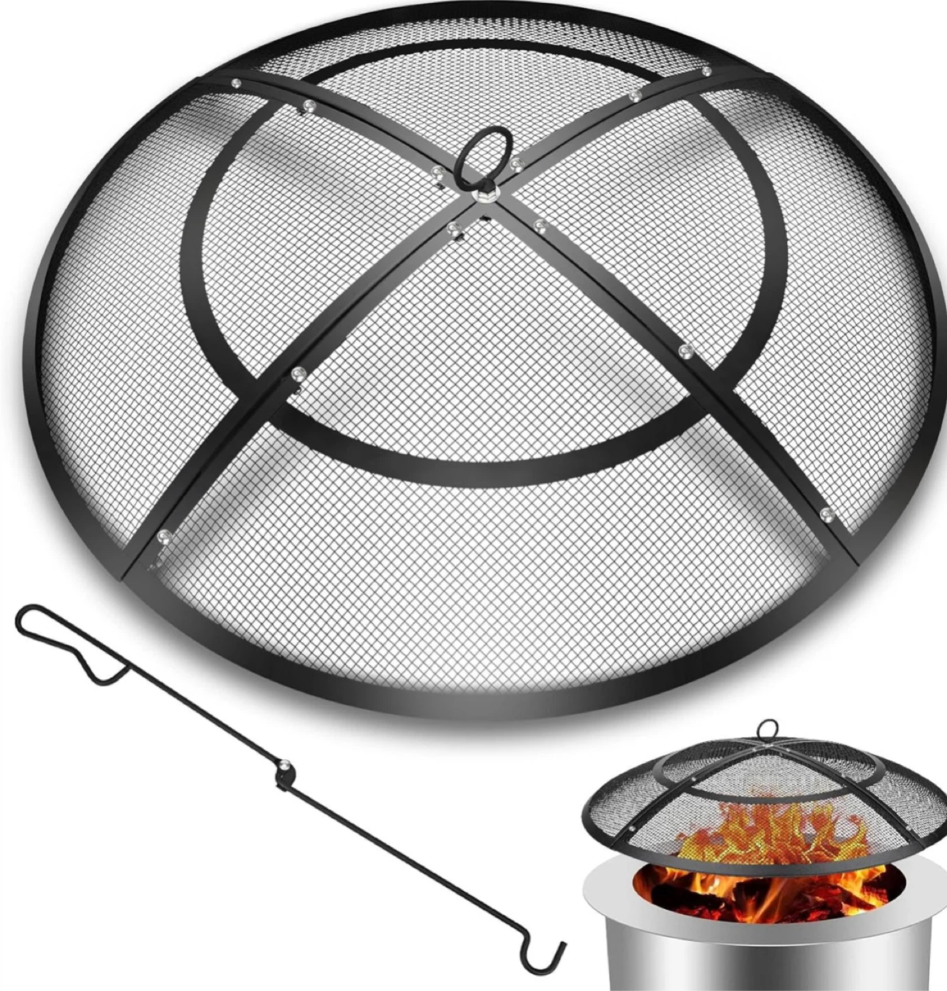 Fire Pit Spark Screen,24 Inch Fire Pit Screen Cover Outdoor