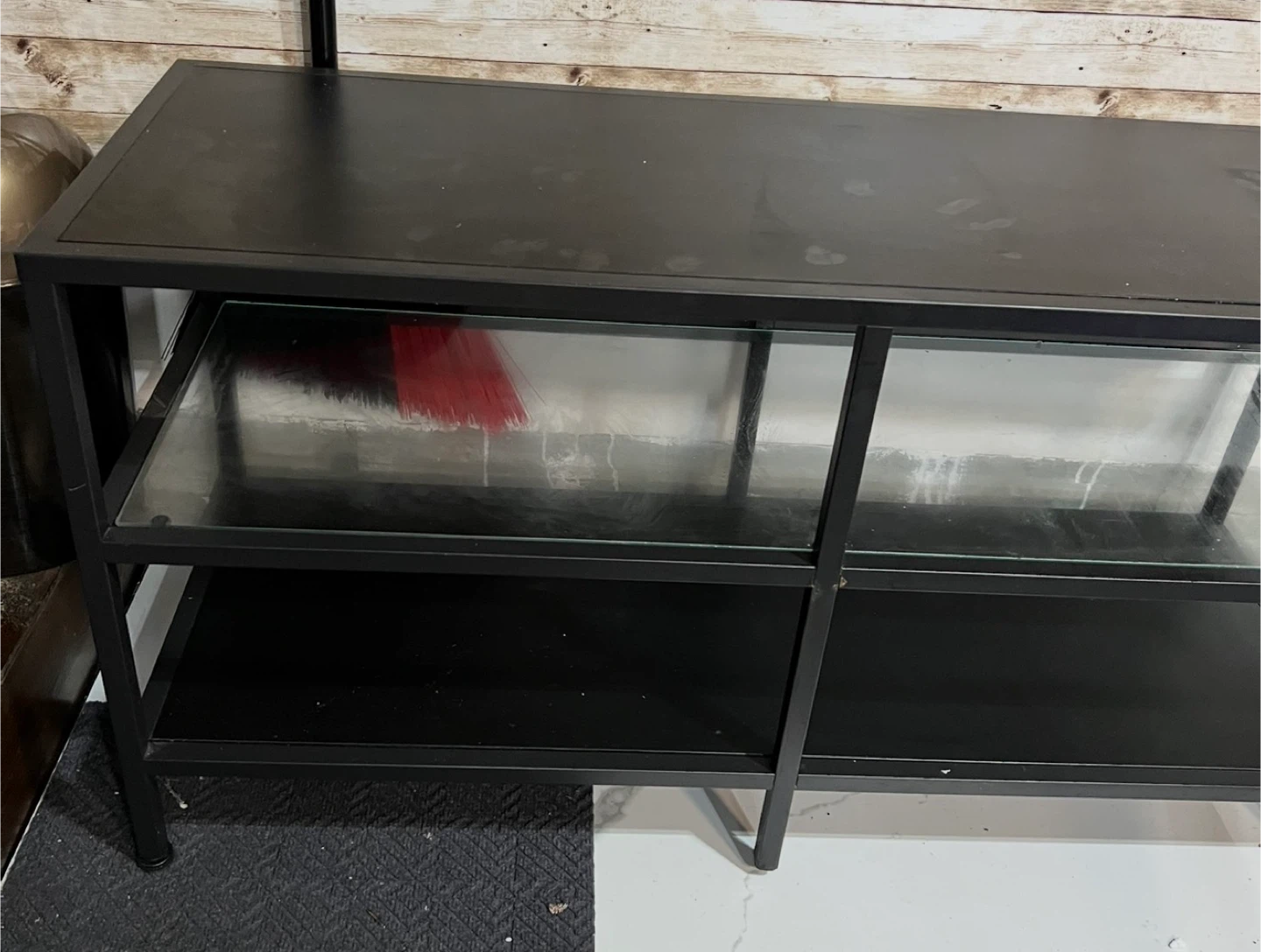 Black TV Stand with Glass Shelves - photo 2