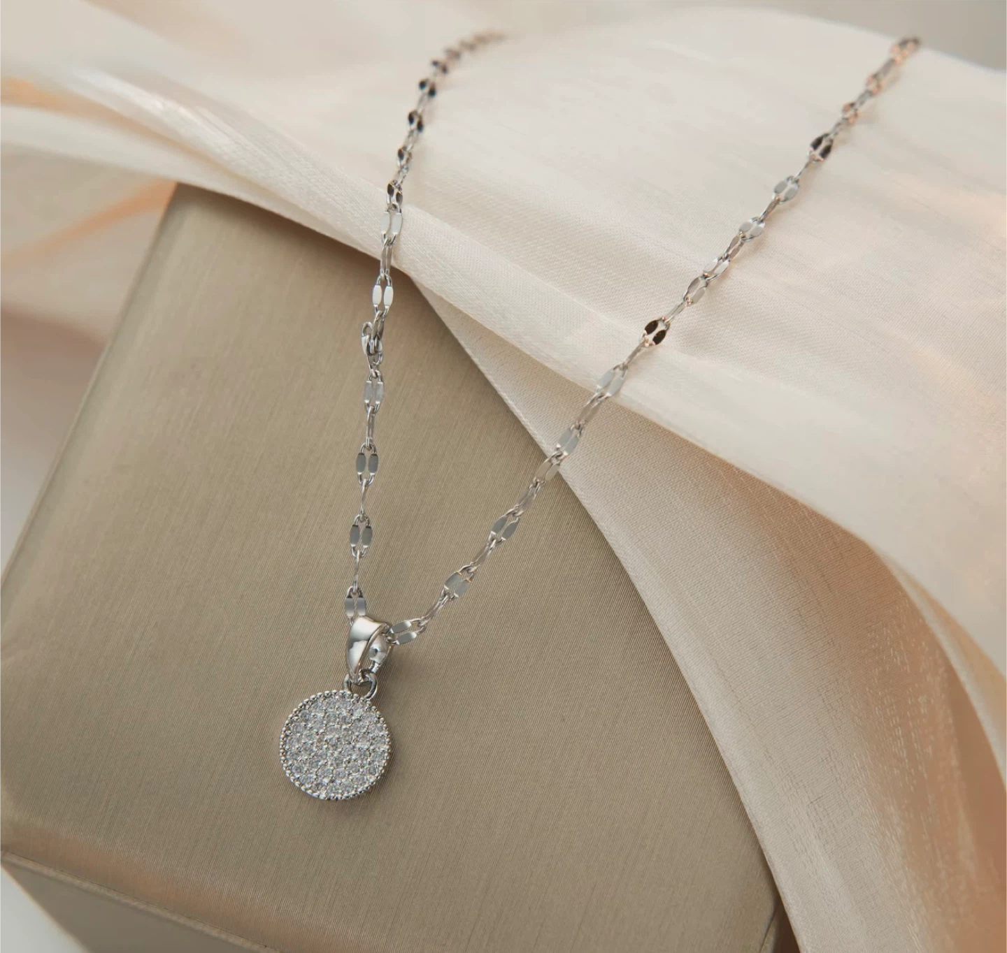 Silver-tone Pendant Necklace with Clear Stones - photo 2