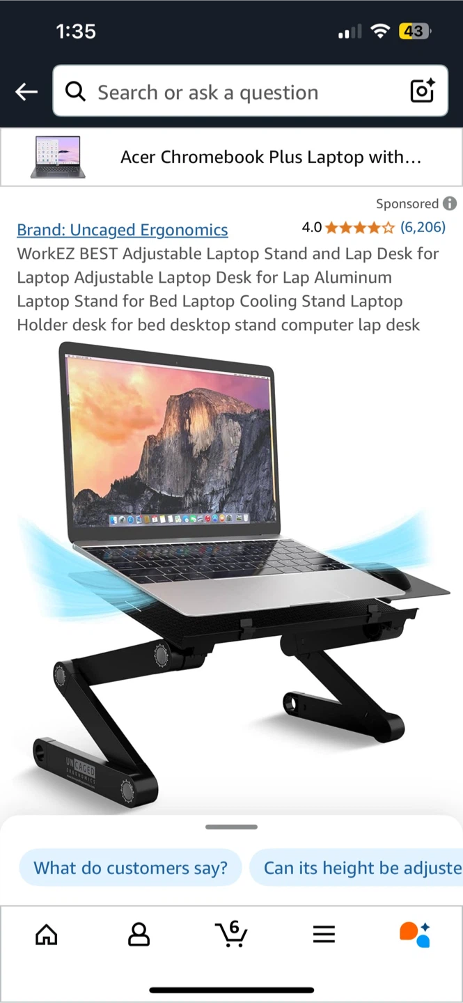 Uncaged Ergonomics WorkEZ Laptop Stand - Adjustable Aluminum