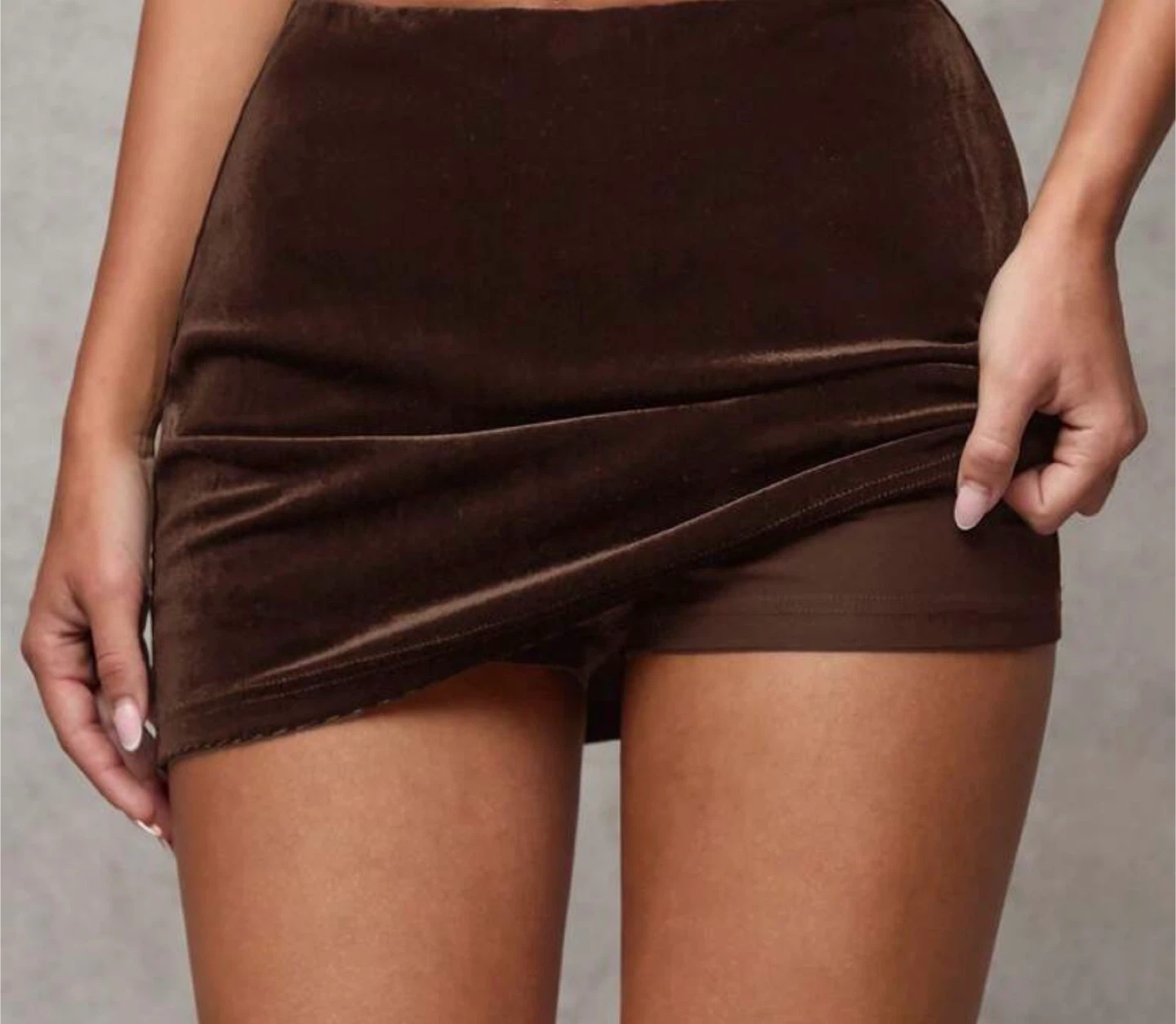 Brown Velvet Mini Skirt