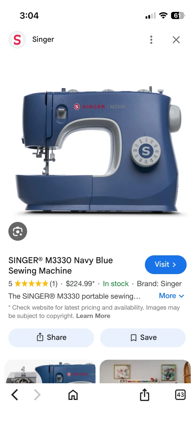 SINGER M3330 Navy Blue Sewing Machine