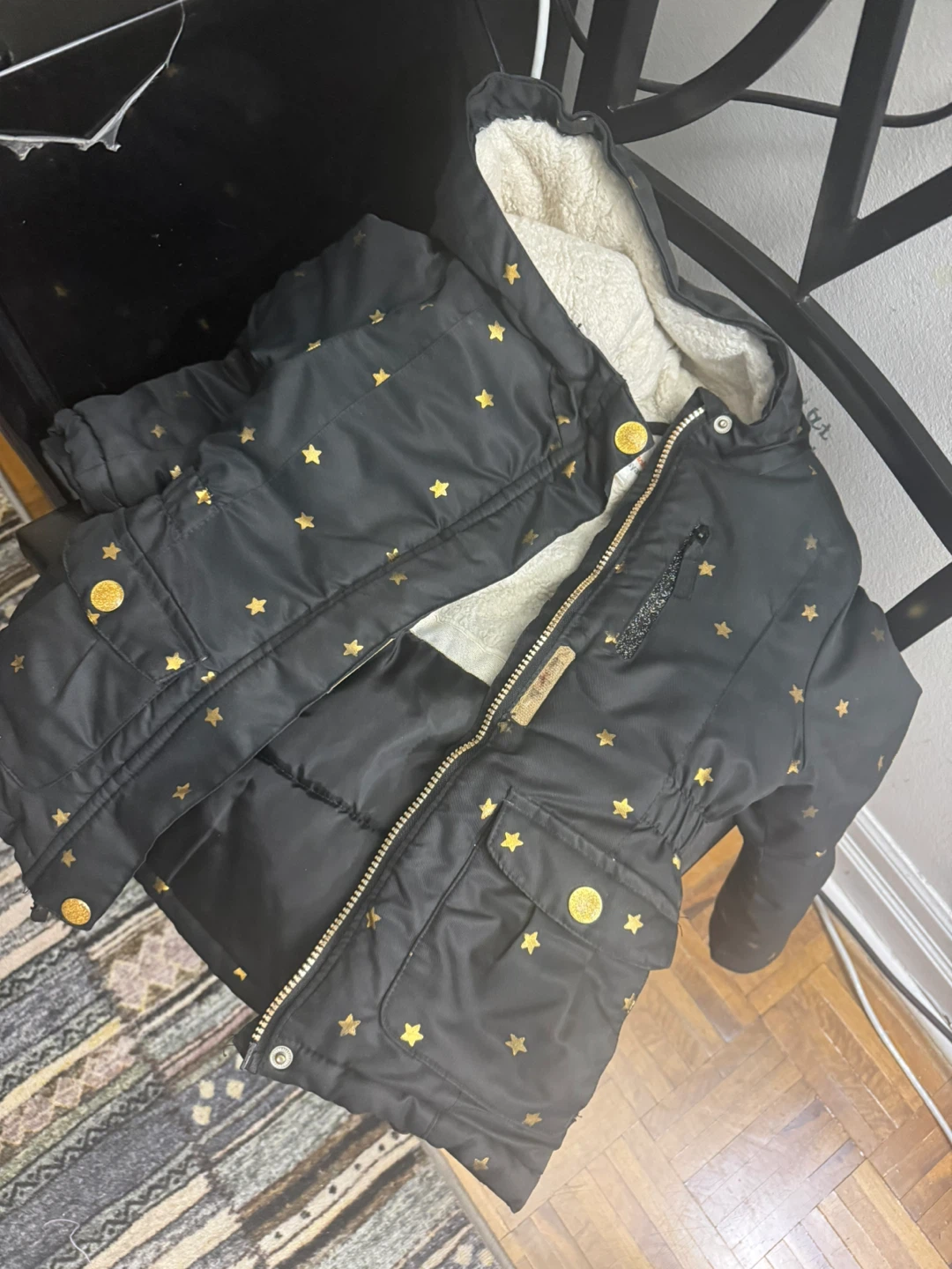 Cat & Jack Black Star Puffer Winter Jacket - photo 3