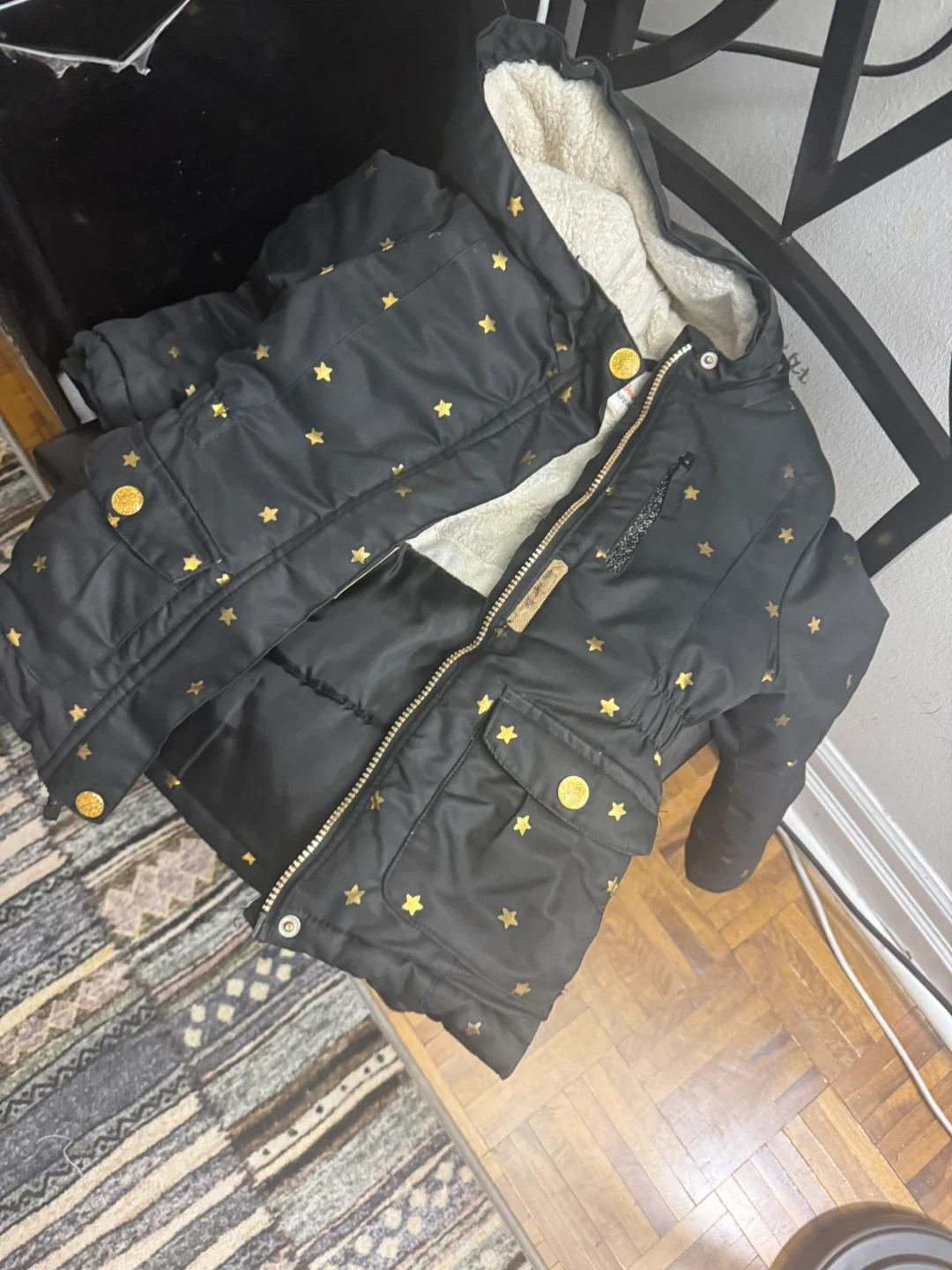 Cat & Jack Black Star Puffer Winter Jacket - photo 2