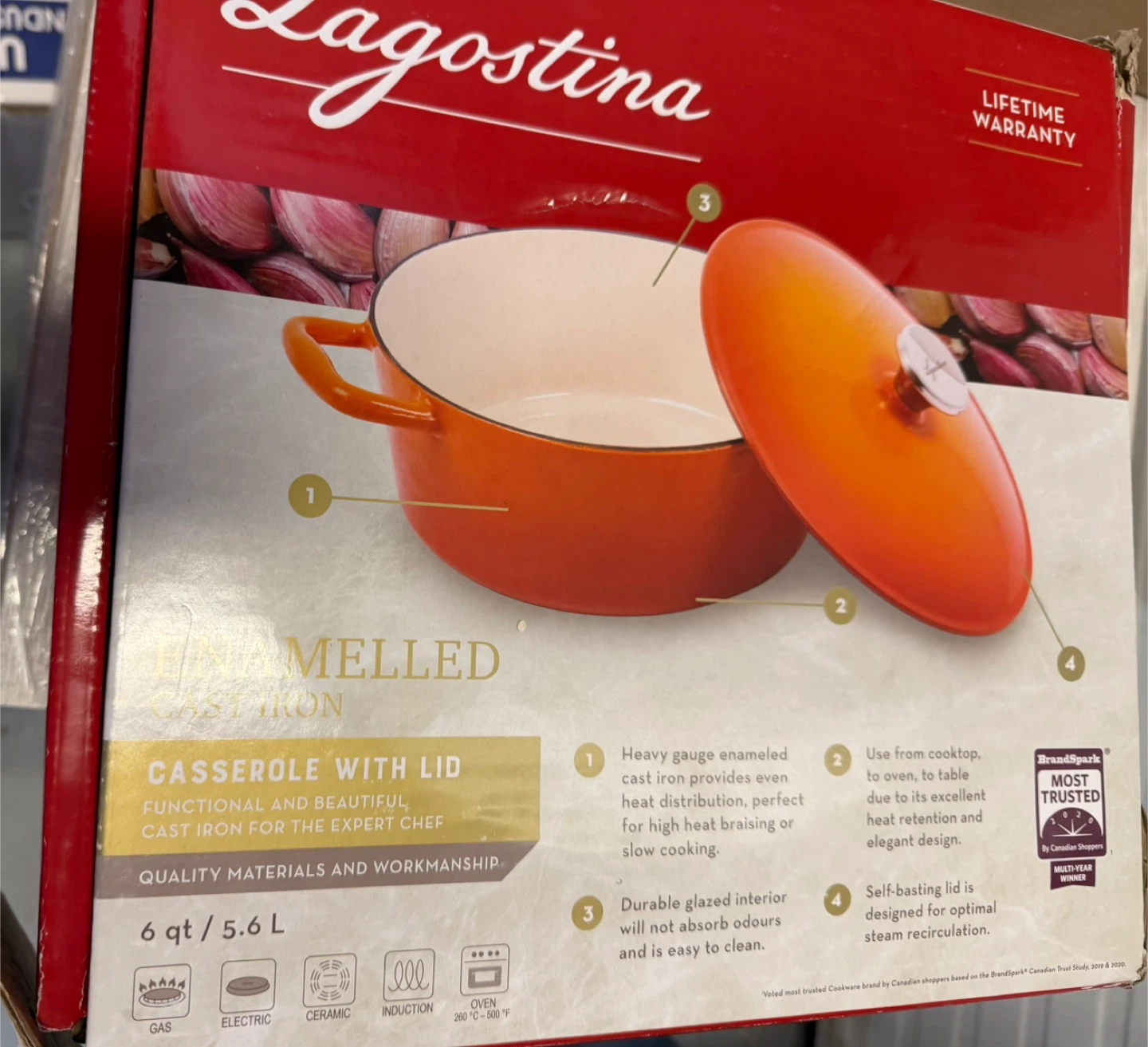 Lagostina Enameled Cast Iron Casserole with Lid - 6 qt / 5.6 L - photo 3