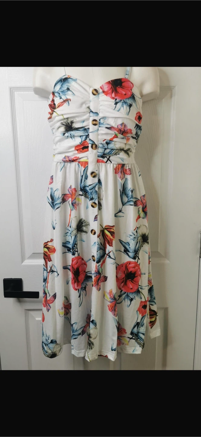 NEW! Drimmaks Floral Spaghetti Strap Button-Front Midi Dress - photo 5