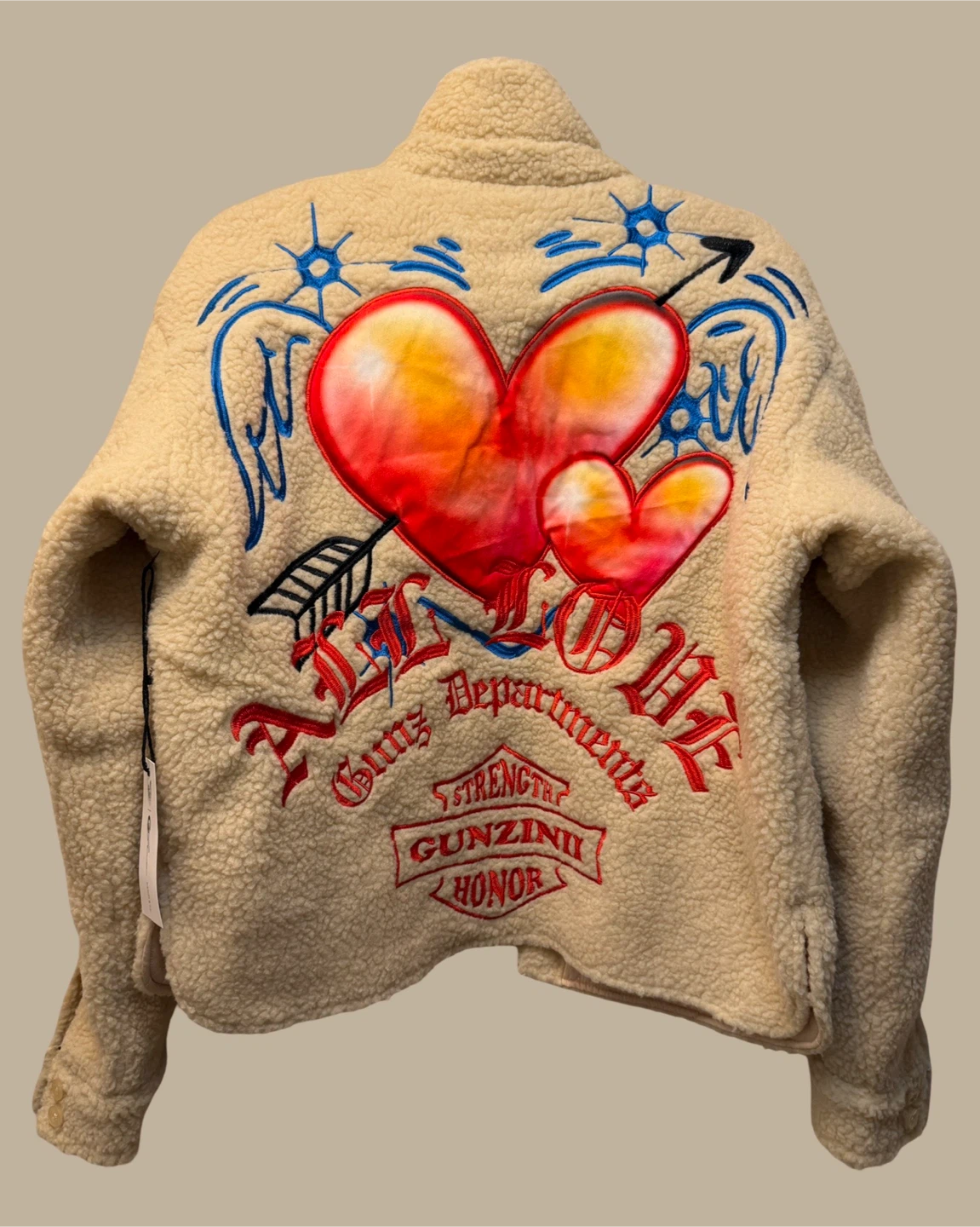 GUNZINI HONOR Sherpa Fleece Jacket with Hearts and Arrows