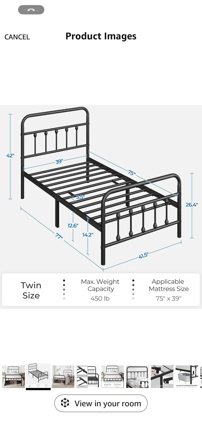 Twin Size Metal Platform Bed Frame - photo 3