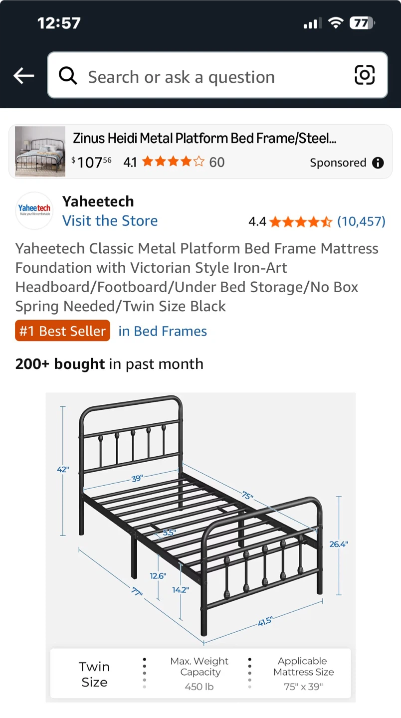 Twin Size Metal Platform Bed Frame - photo 2